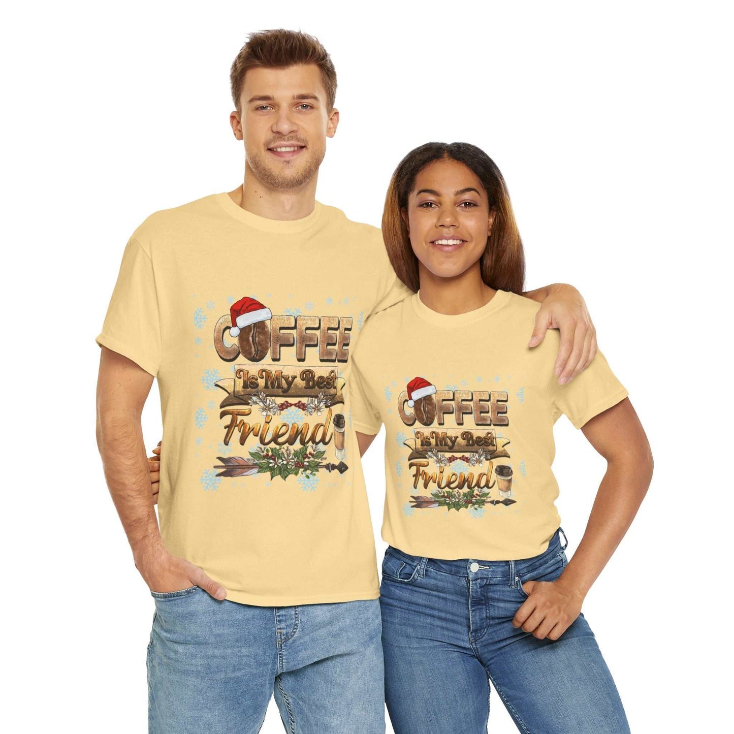 Christmas coffee t-shirt for coffee lovers, perfect holiday gift.