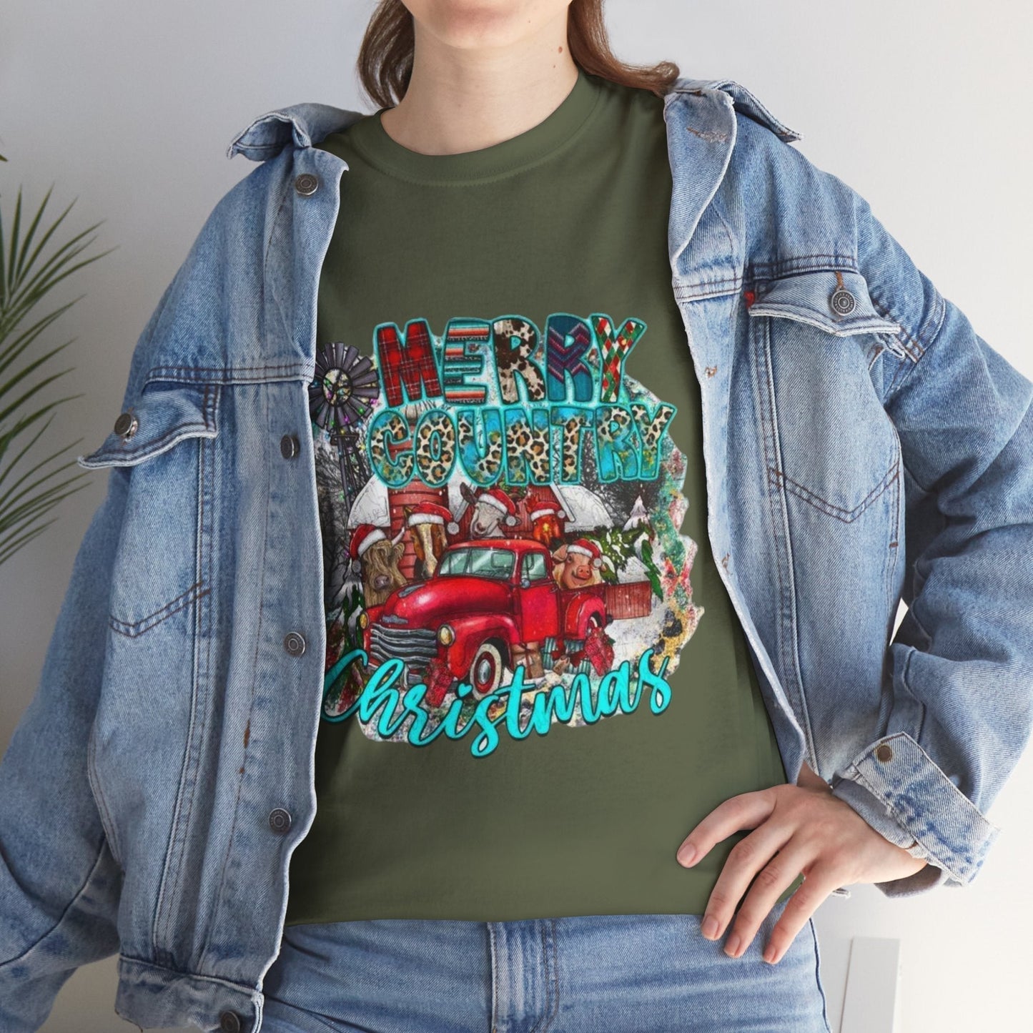 Merry Country Christmas T-Shirt, Retro Christmas Gift
