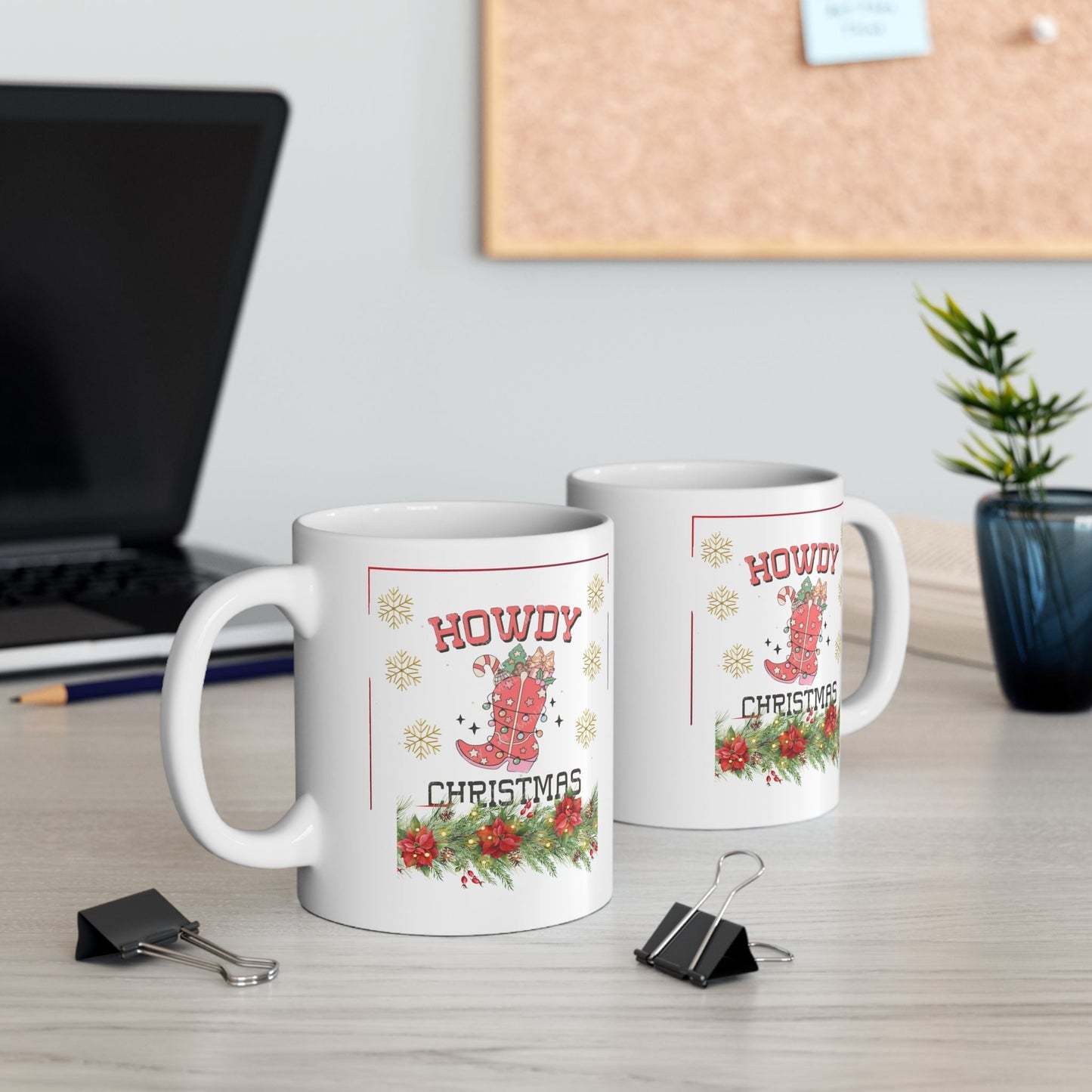 Howdy Christmas Mugs, Cowboy Christmas Gift