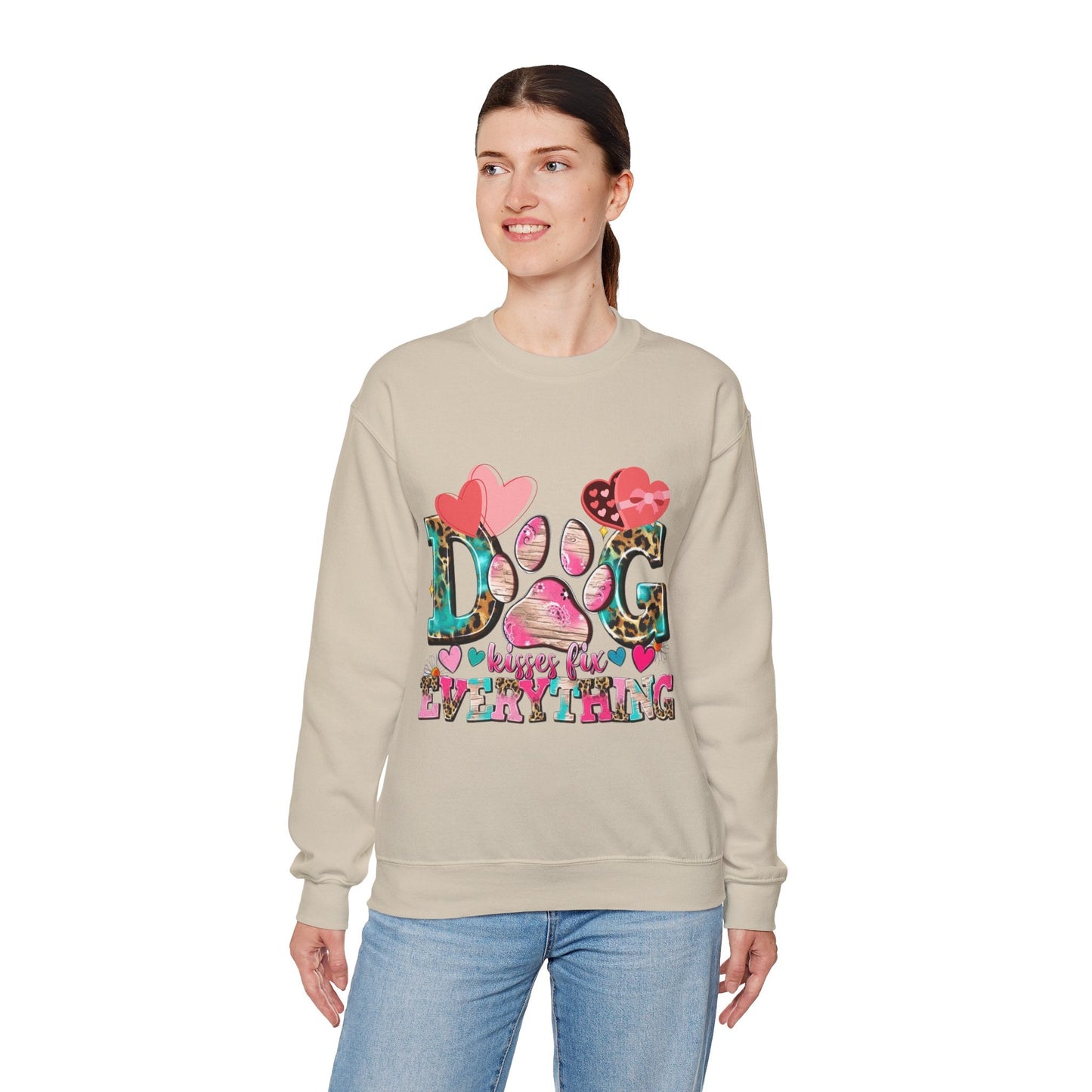 Dog Kisses Fix Everything Sweatshirt, Gift For Mom Dog Lovers