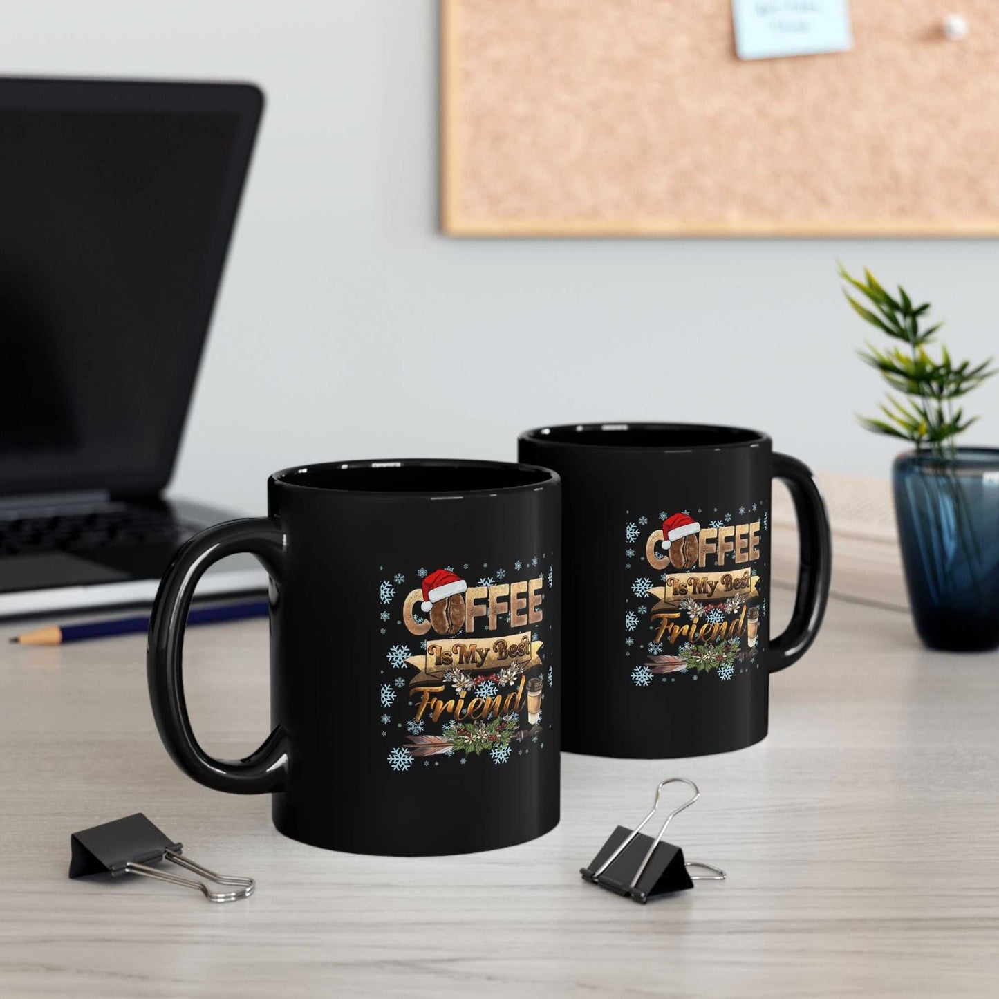 Christmas coffee mugs with festive design, perfect gift for coffee lovers.