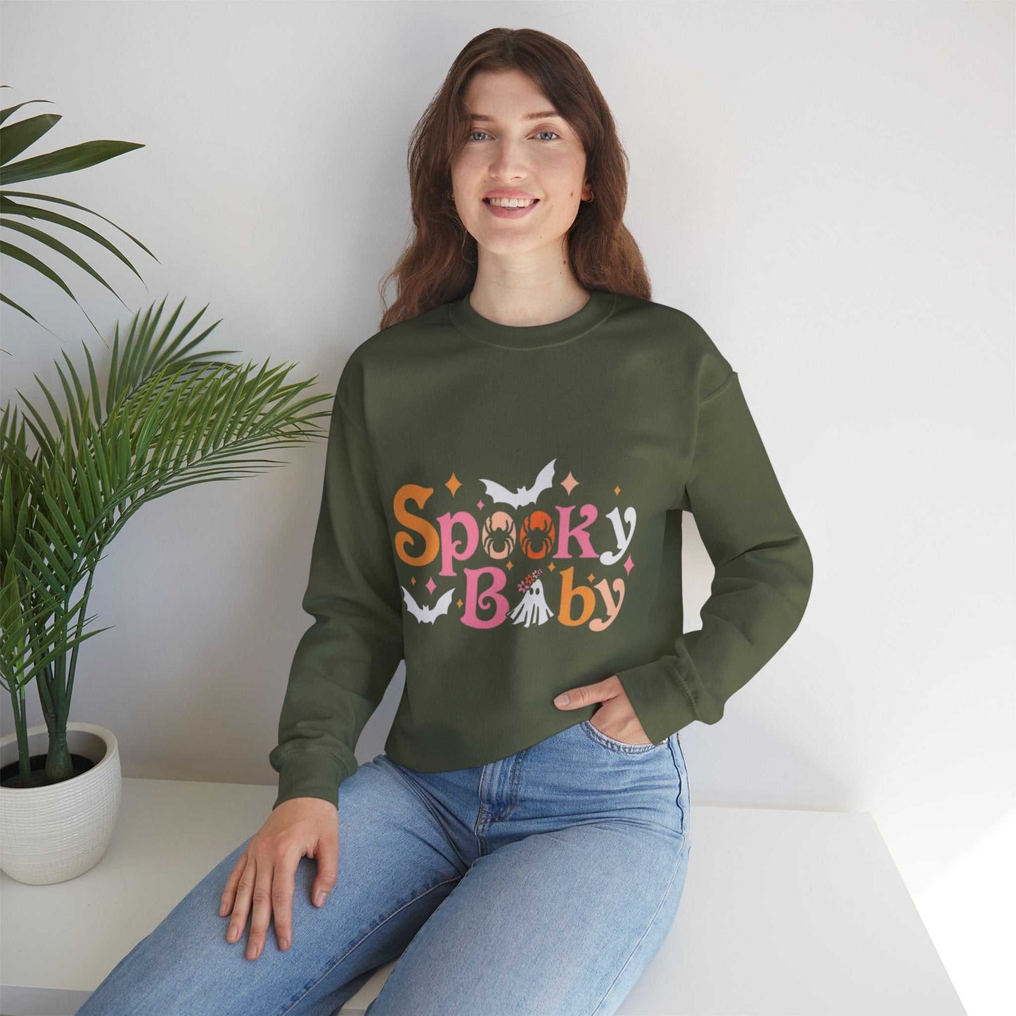 Spooky Baby Sweatshirt, Pregnant Halloween Gift, Baby Feet Sweatshirt
