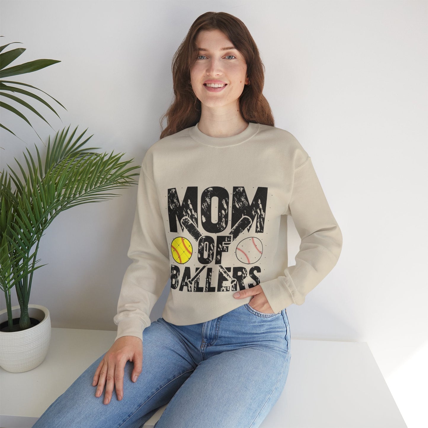 Mom of Ballers Crewneck Sweatshirt - Unisex Heavy Blend