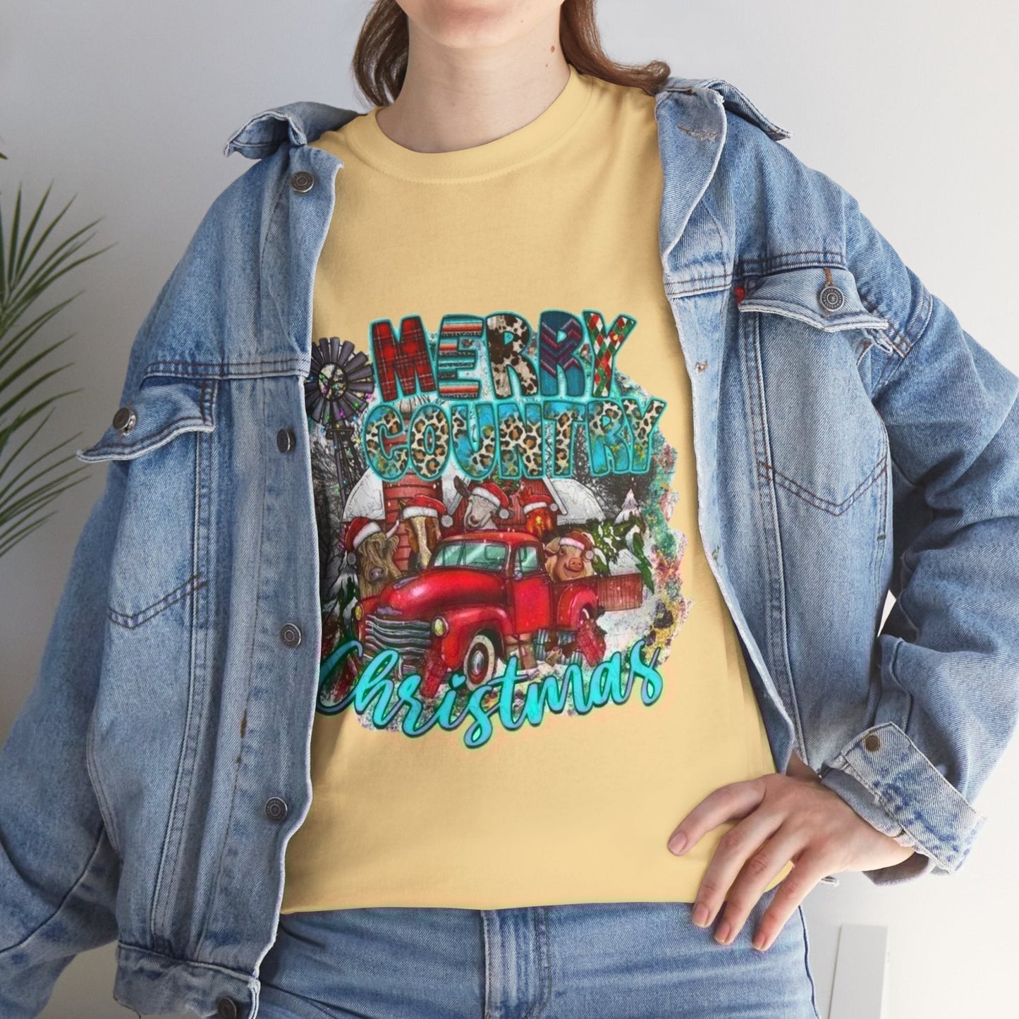 Merry Country Christmas T-Shirt, Retro Christmas Gift