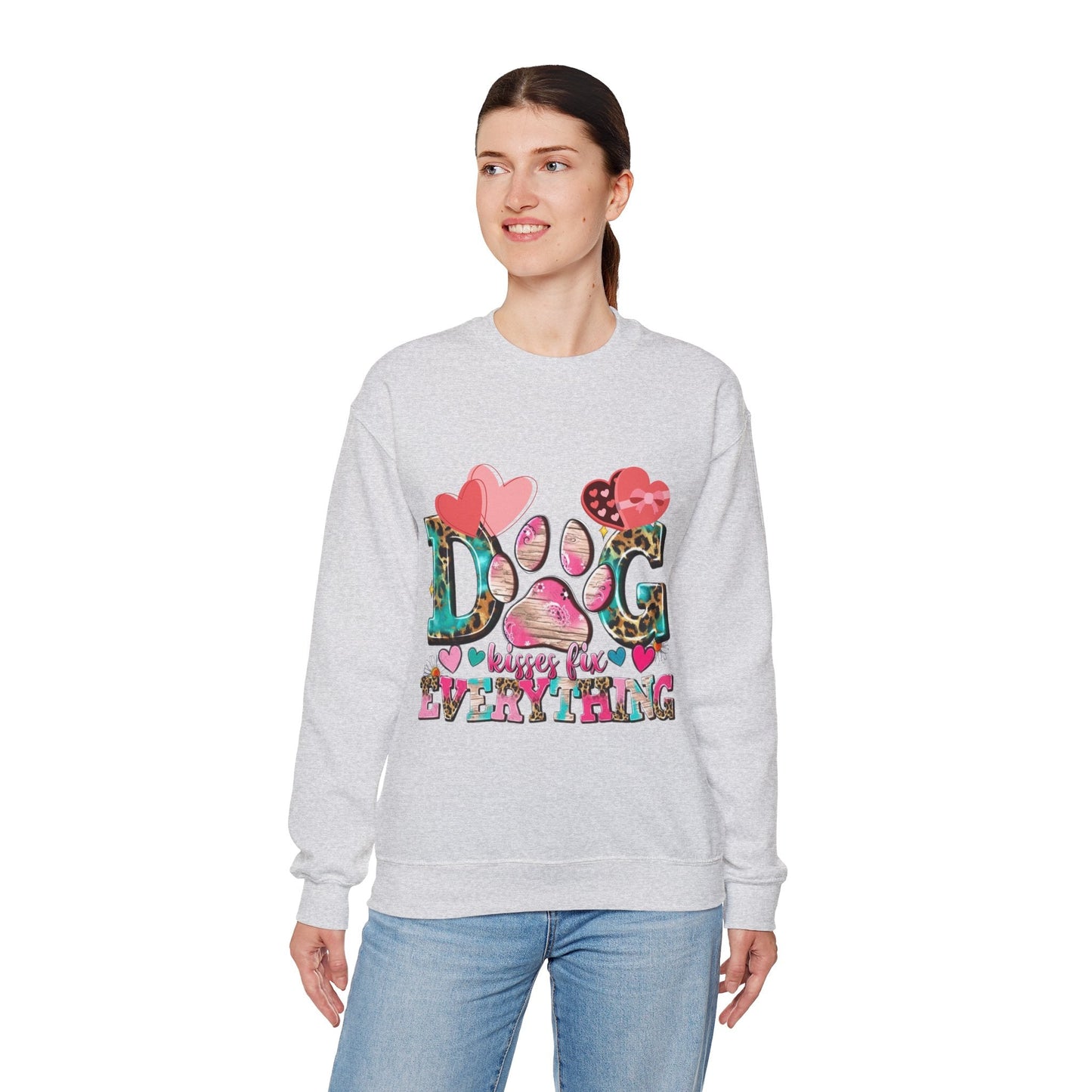 Dog Kisses Fix Everything Sweatshirt, Gift For Mom Dog Lovers