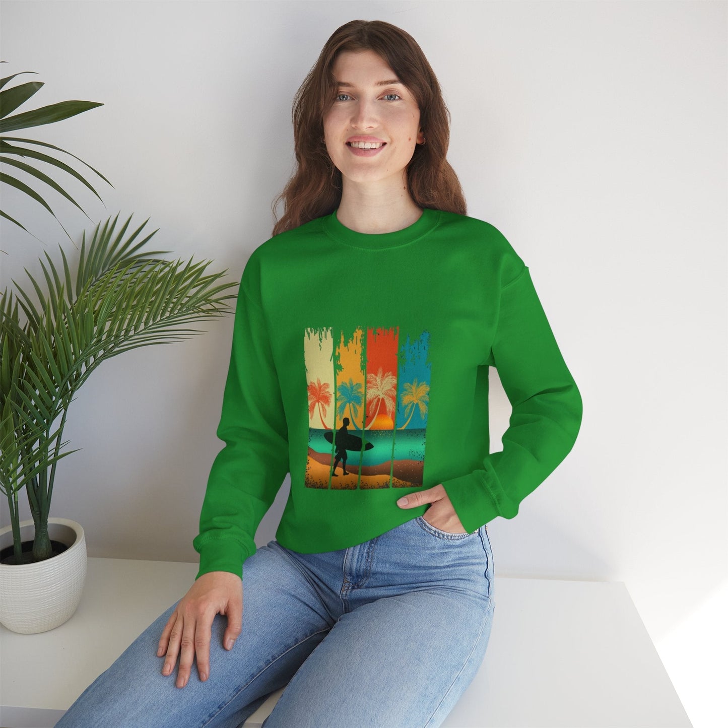 Tropical Sunset Sweatshirt, Relaxed Vibes Crewneck, Beach Lover Gift