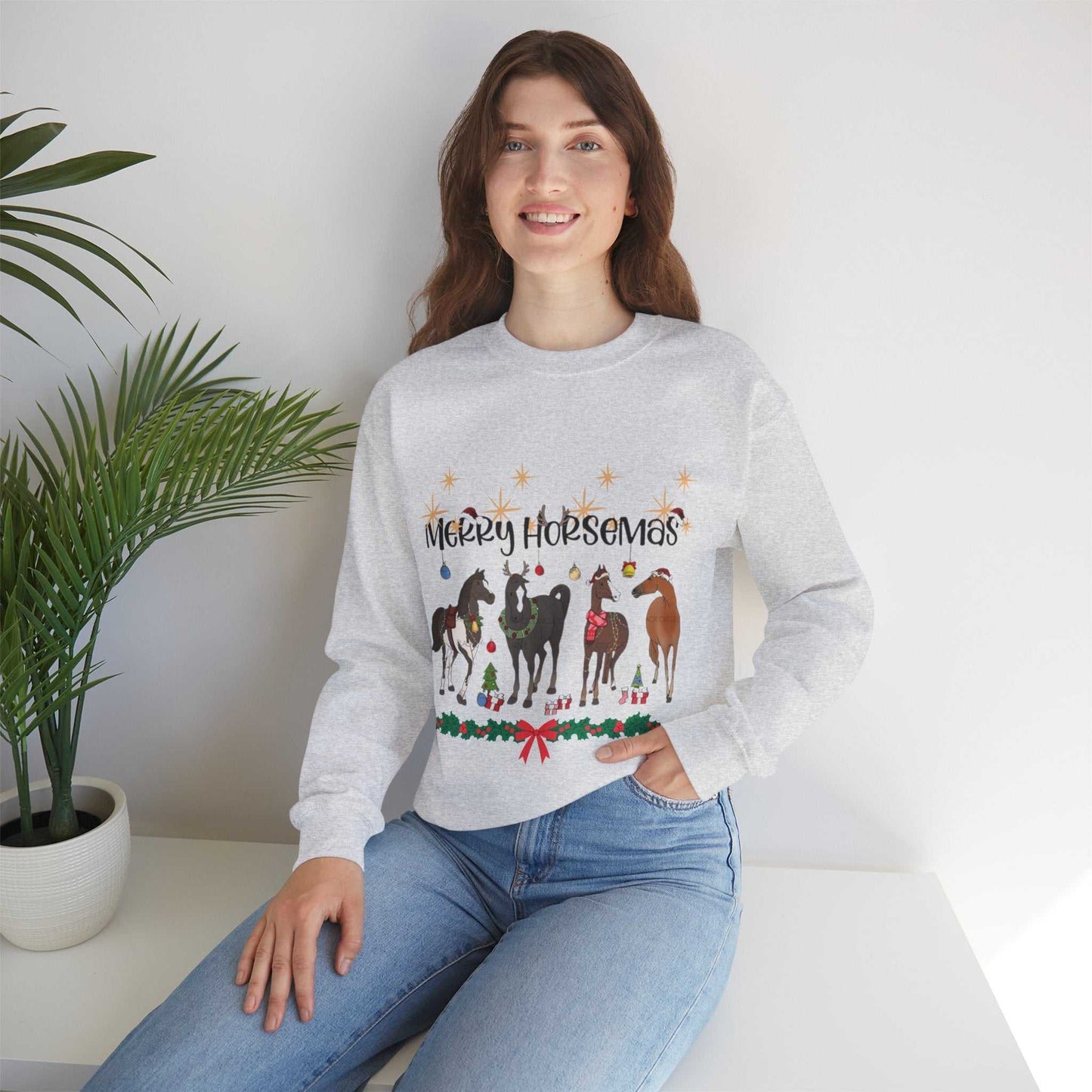 Christmas Horse Sweatshirt, Merry Horsemas Gift
