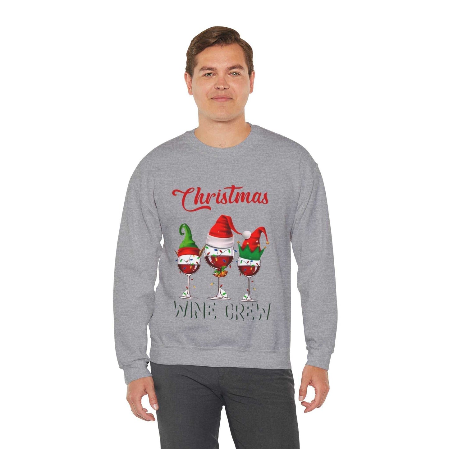 Christmas Wine Crew Sweatshirt, Gift for Wine Lover, Holiday Sweatshirt