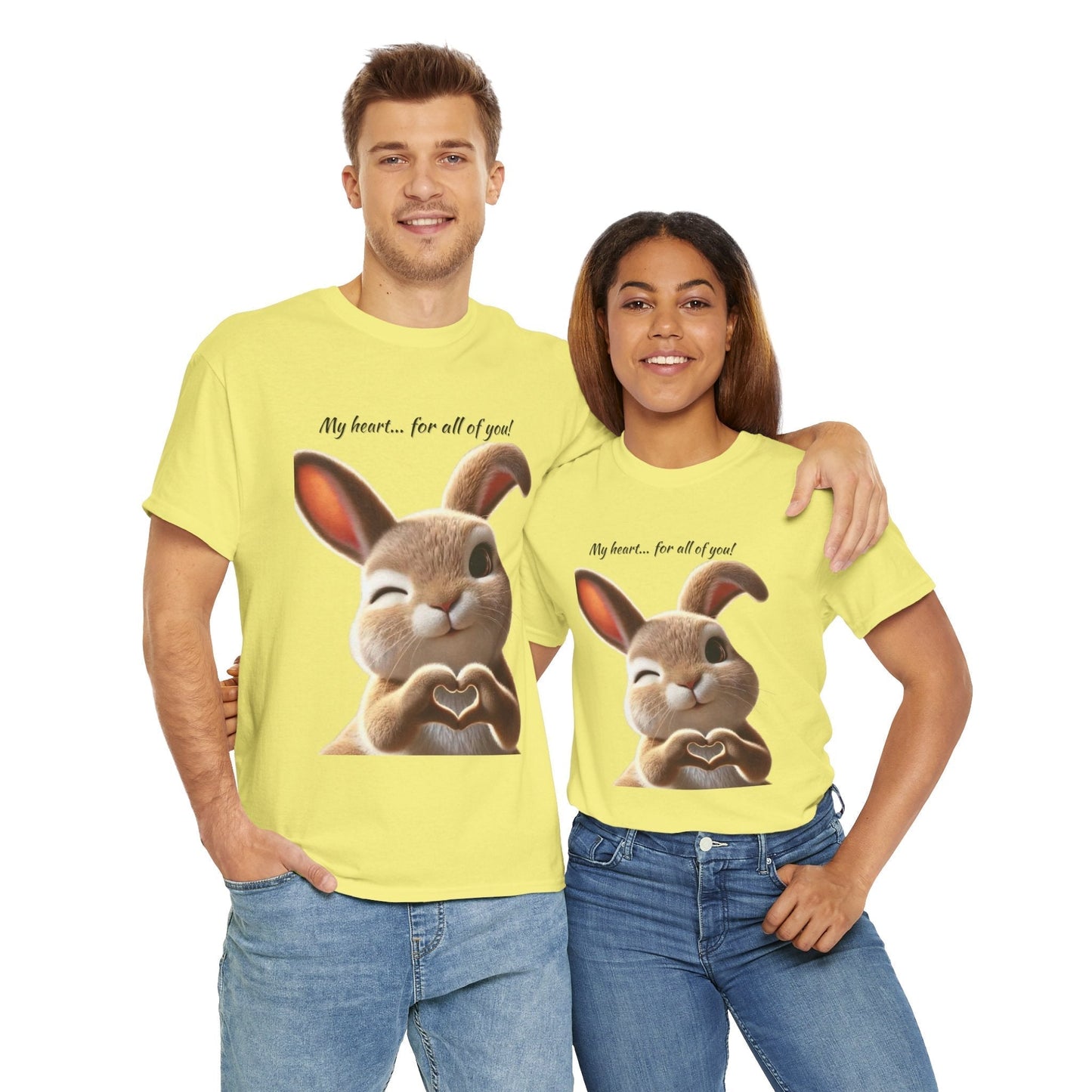 My Heart Bunny Unisex Heavy Cotton Tee, Cute Animal Shirt, Gift for Animal Lovers