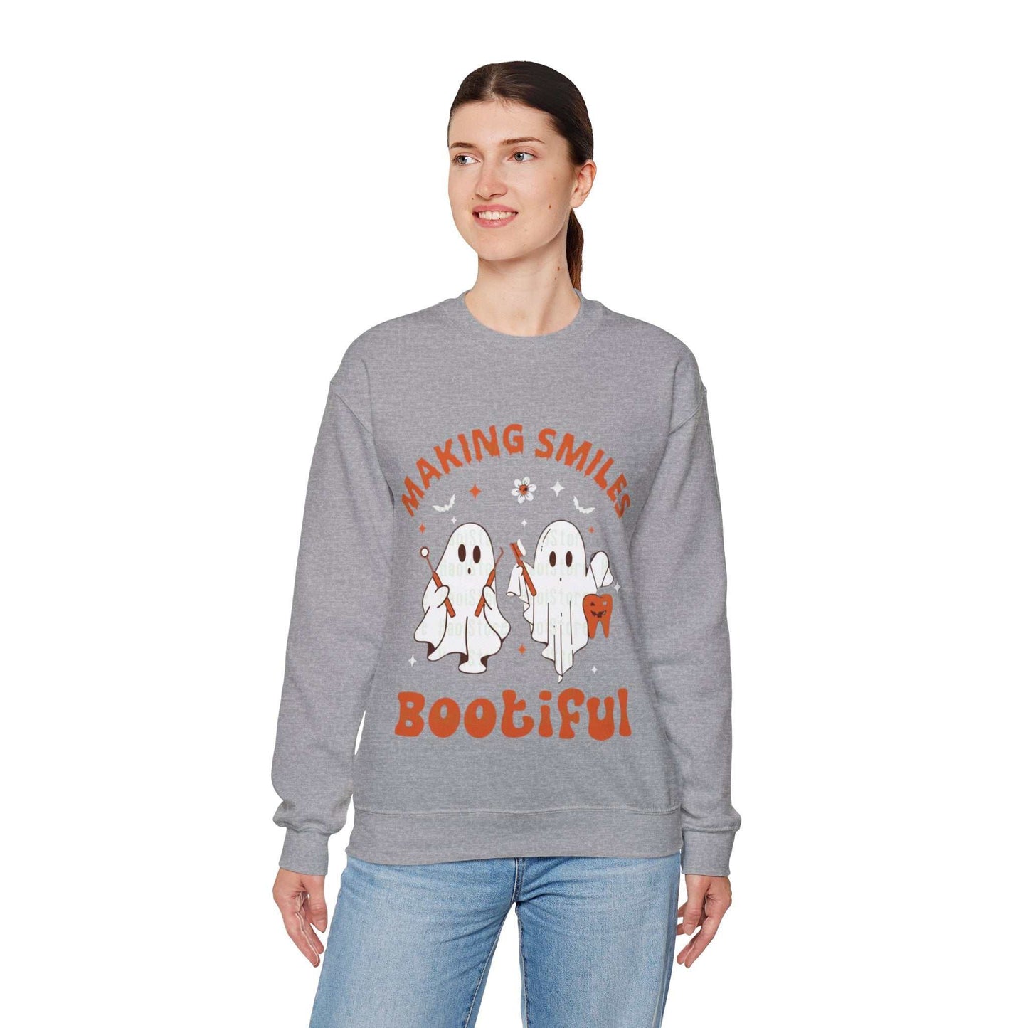 Ghostly Smiles Crewneck Sweatshirt, Cute Halloween Sweatshirt, Gift for Spooky Season