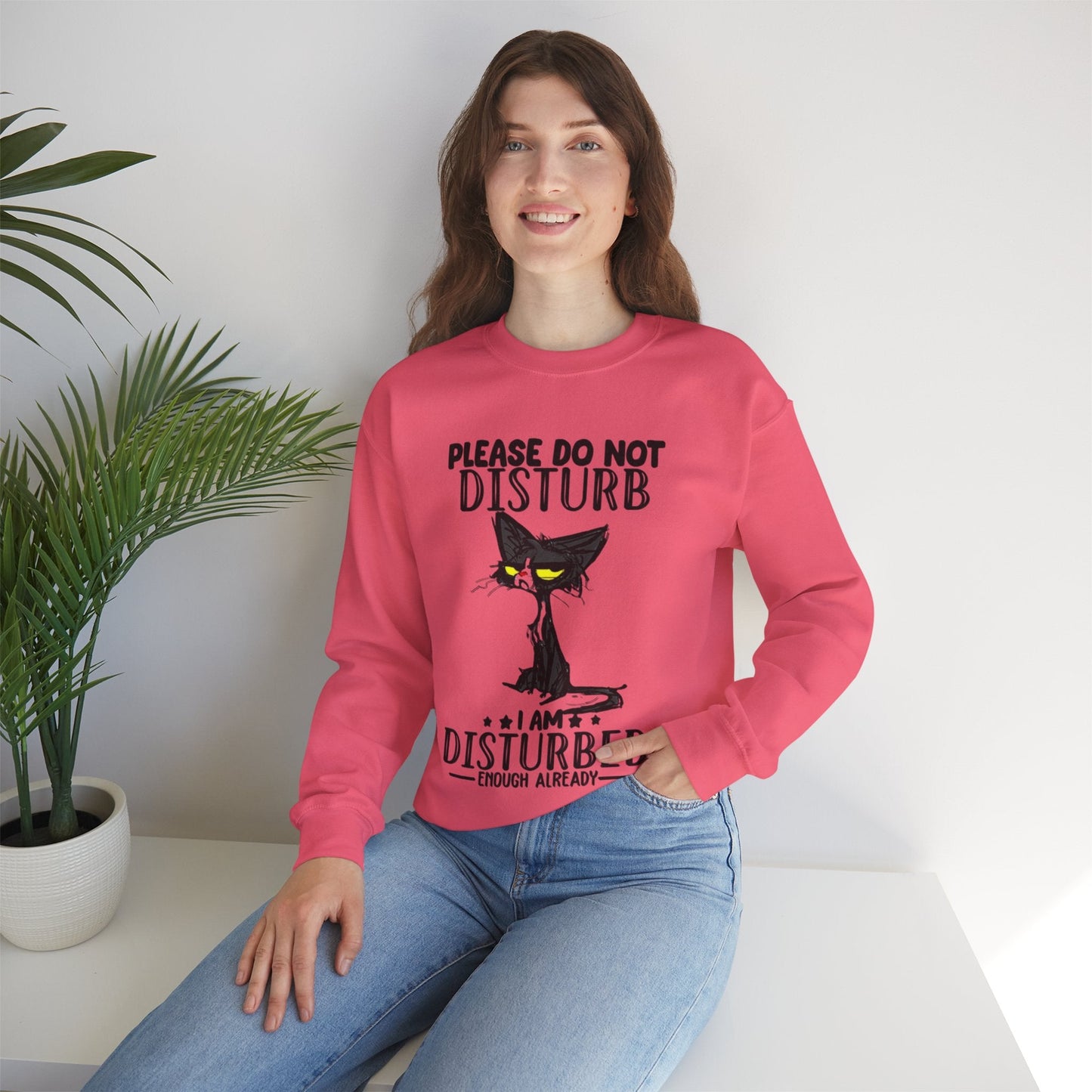 Disturbed Cat Crewneck Sweatshirt - Unisex Heavy Blend™ - Perfect for Cat Lovers