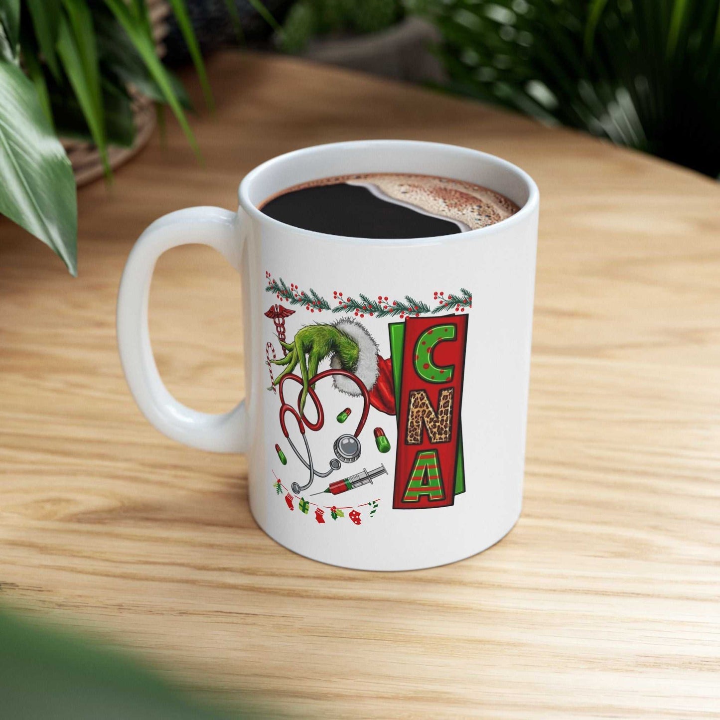 Nurse Stethoscope Christmas Mug, Grinch Stethoscope Gift