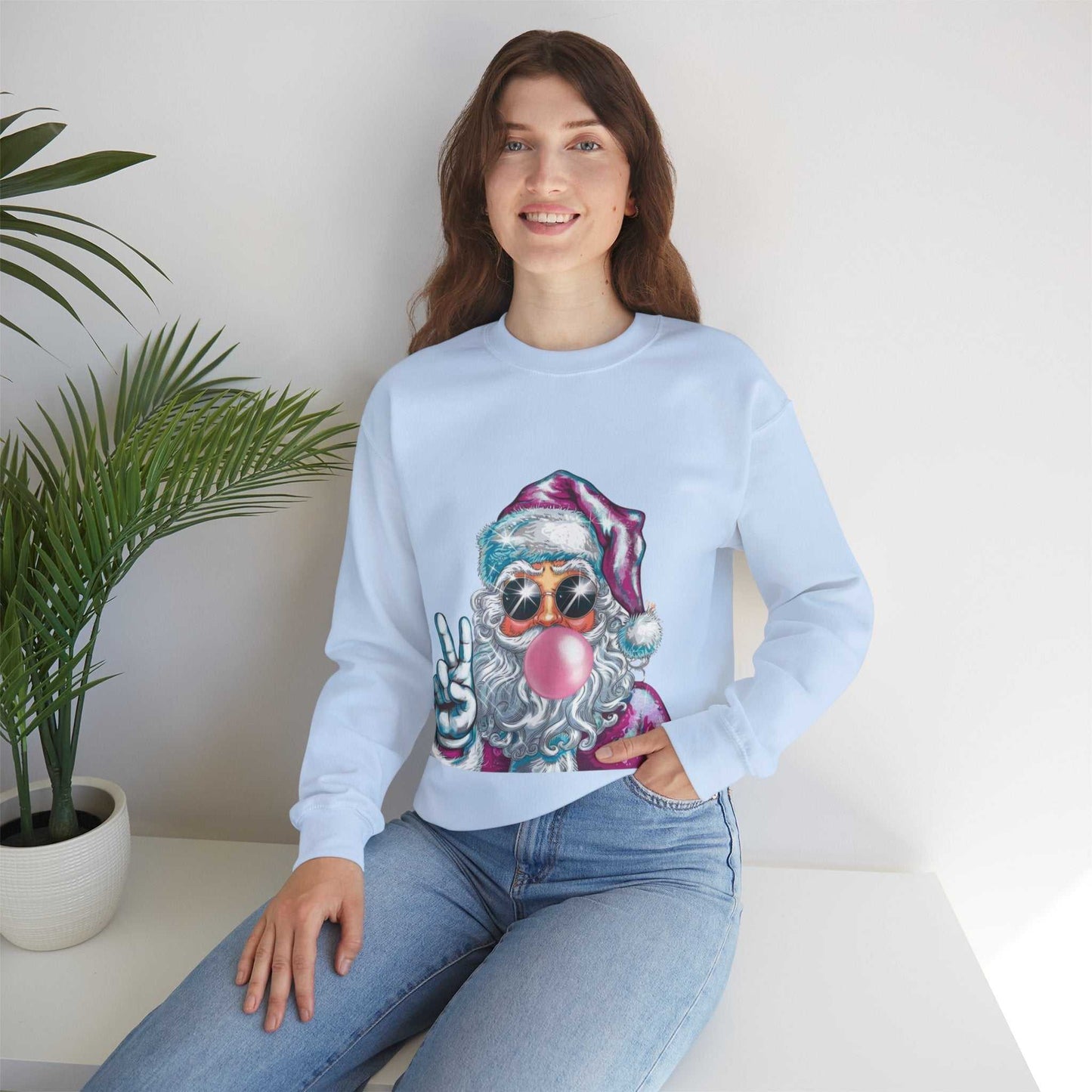 Santa Bubble Gum Christmas Sweatshirt, Funny Santa Gift, Christmas Sweater
