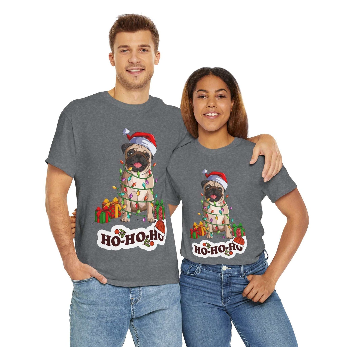 Cute Christmas Dog Shirt with Santa hat, ideal for dog lovers, festive holiday apparel.