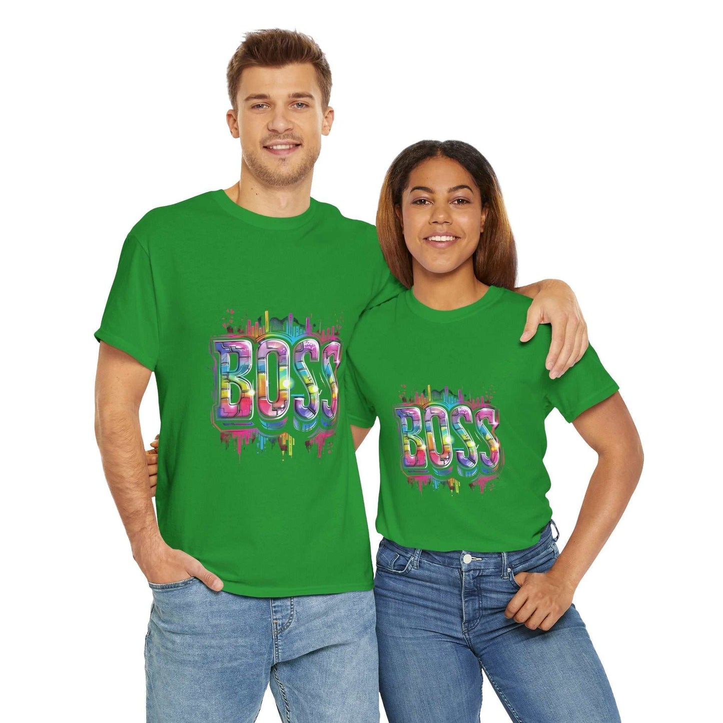 Motivational tee for entrepreneurs, Colorful 'BOSS' Unisex Heavy Cotton Tee - Gift for Entrepreneurs