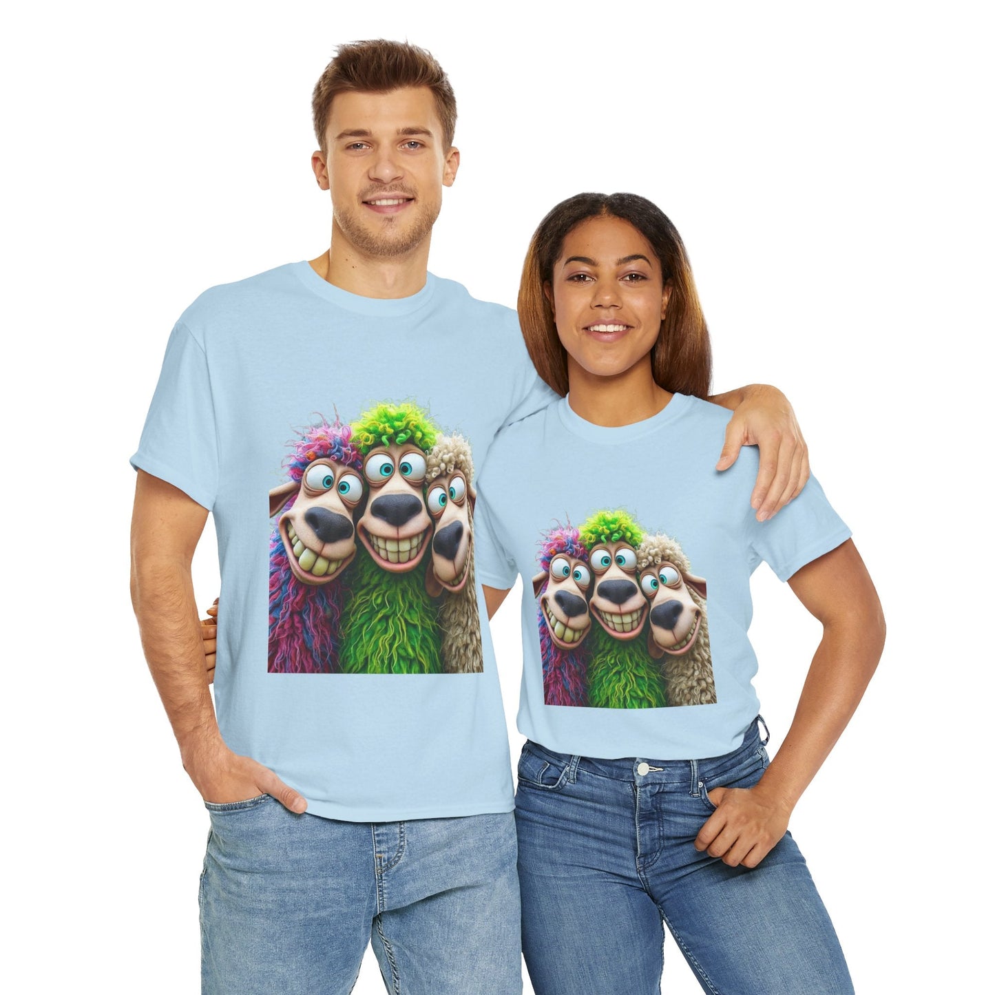 Whimsical Sheep Graphic Tee, Unisex Heavy Cotton Tee Gift