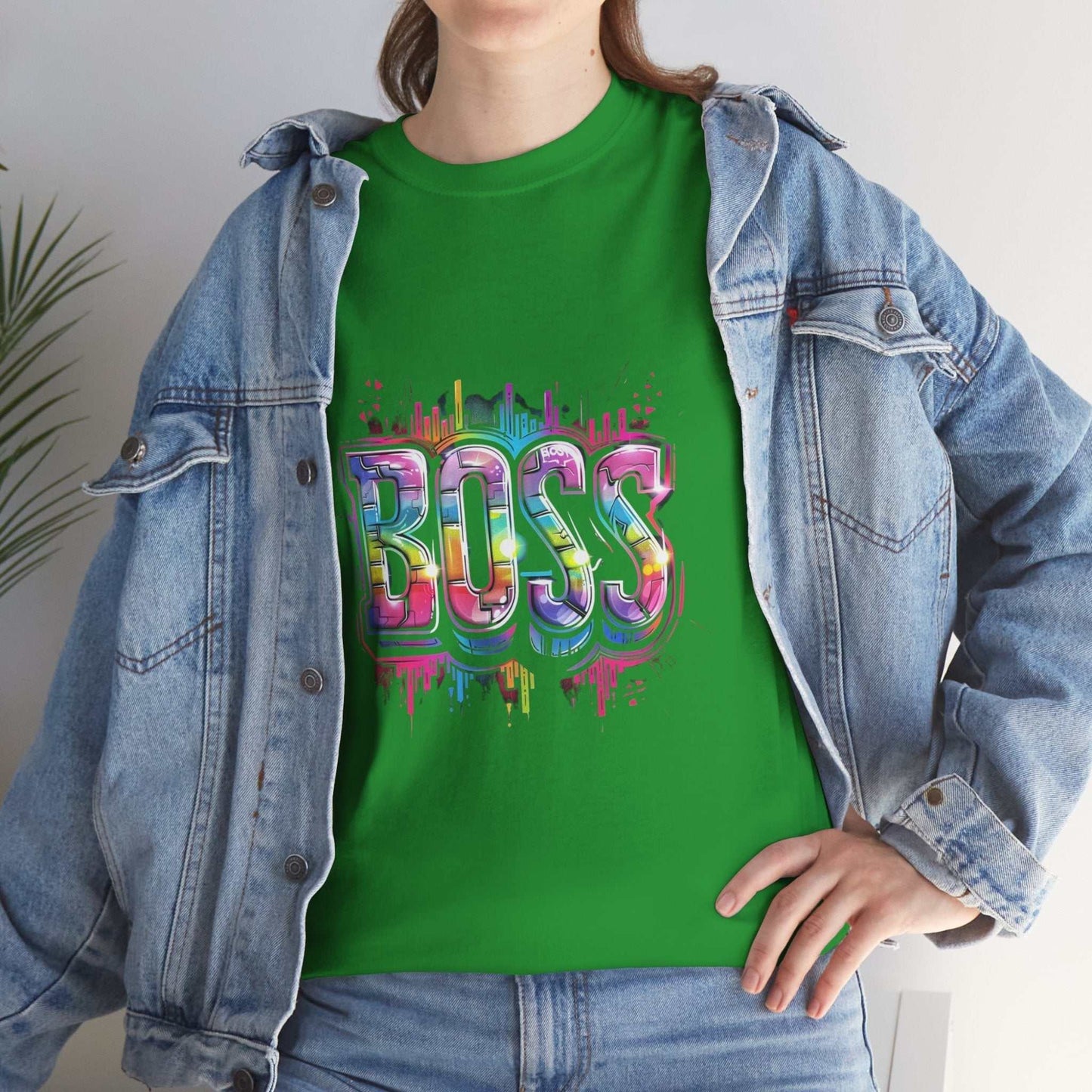 Motivational tee for entrepreneurs, Colorful 'BOSS' Unisex Heavy Cotton Tee - Gift for Entrepreneurs