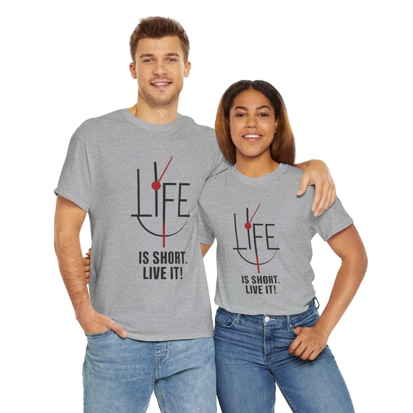 Life is Short, Live It! Unisex Heavy Cotton Tee - Motivational Shirt, Gift for Friends