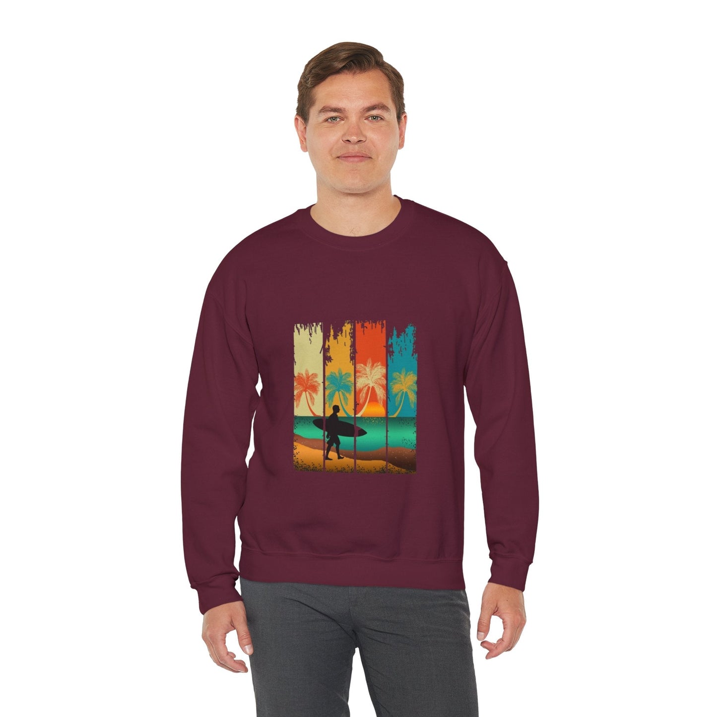 Tropical Sunset Sweatshirt, Relaxed Vibes Crewneck, Beach Lover Gift