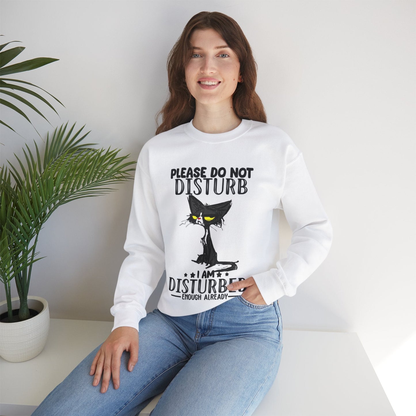 Disturbed Cat Crewneck Sweatshirt - Unisex Heavy Blend™ - Perfect for Cat Lovers