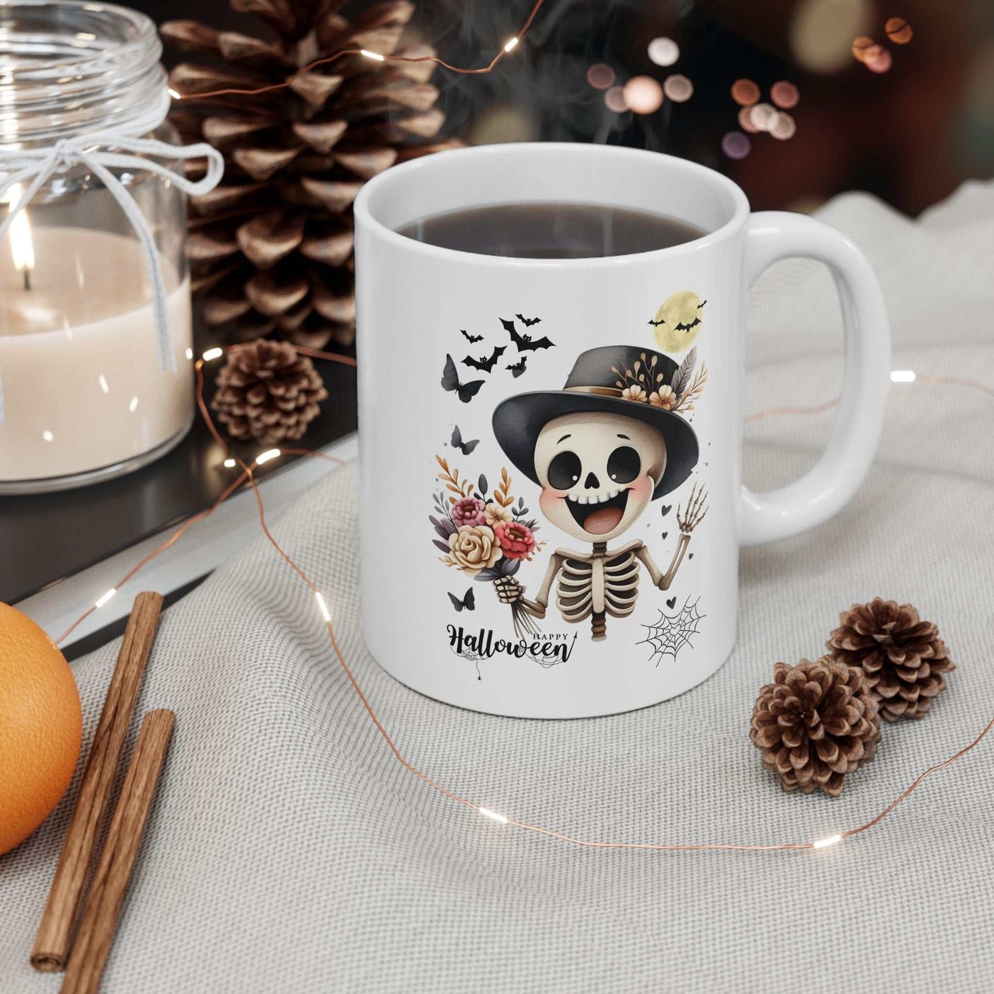 Funny Skeleton Kids Halloween Mugs, Spooky Season Gift