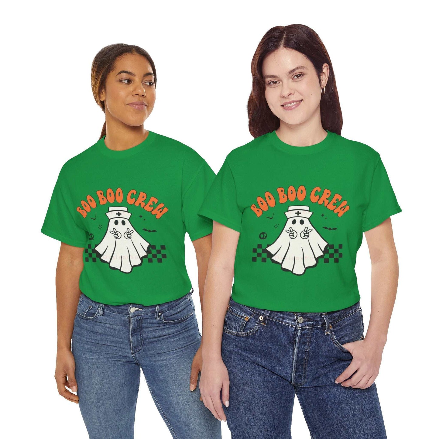 Boo Nurse Crew Halloween shirt featuring cute ghost nurse design, ideal for spooky season fashion.