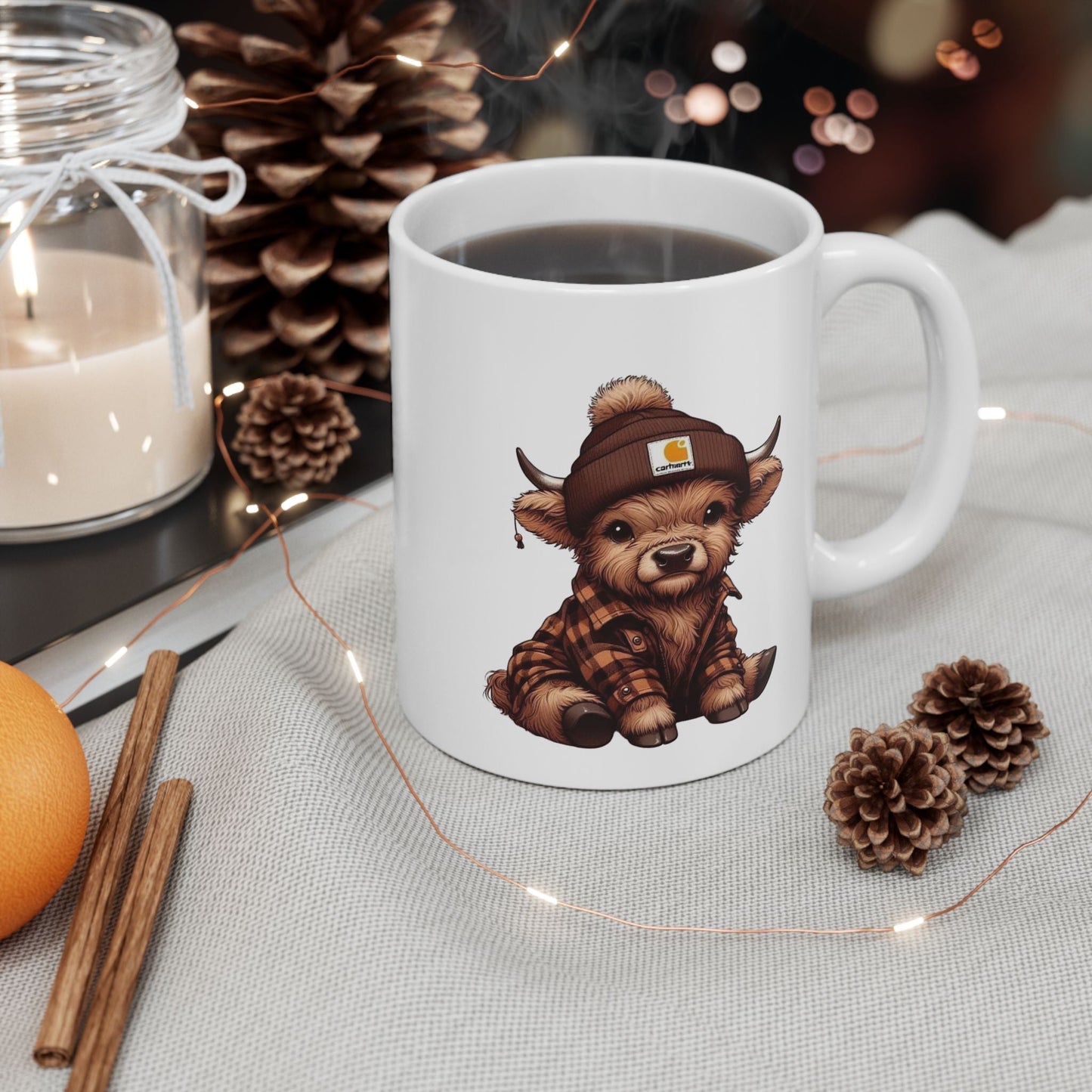 Cute farm animal ceramic mug with vibrant design, available in 11oz and 15oz options, perfect for coffee and tea lovers.