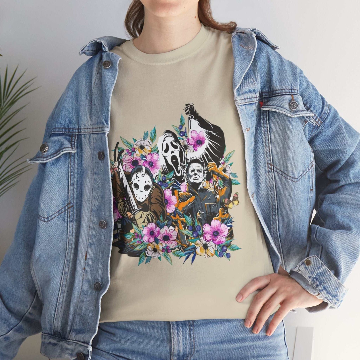 Floral Skull Tee | Unisex Heavy Cotton Shirt, Boho Style, Gift for Nature Lovers
