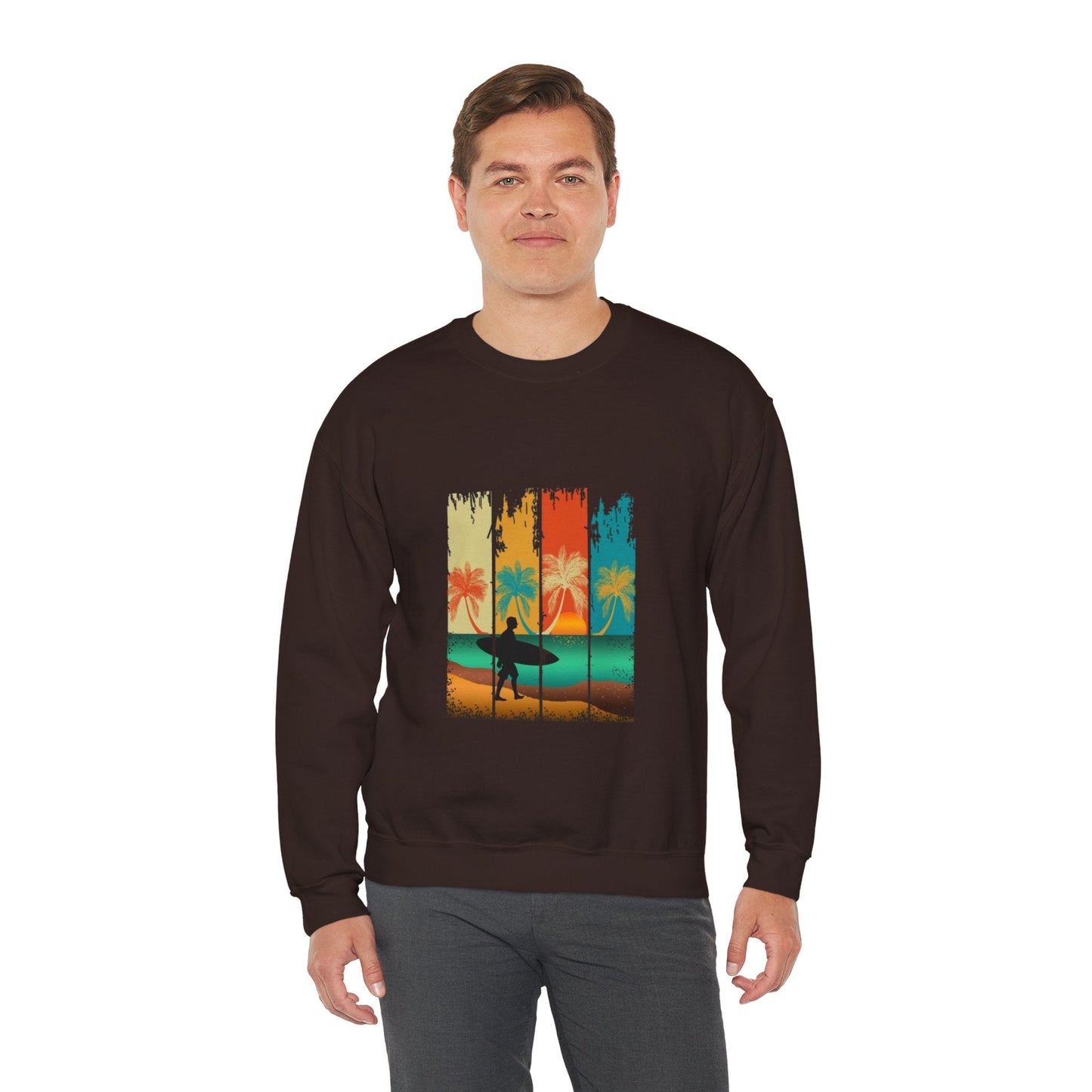 Tropical Sunset Sweatshirt, Relaxed Vibes Crewneck, Beach Lover Gift