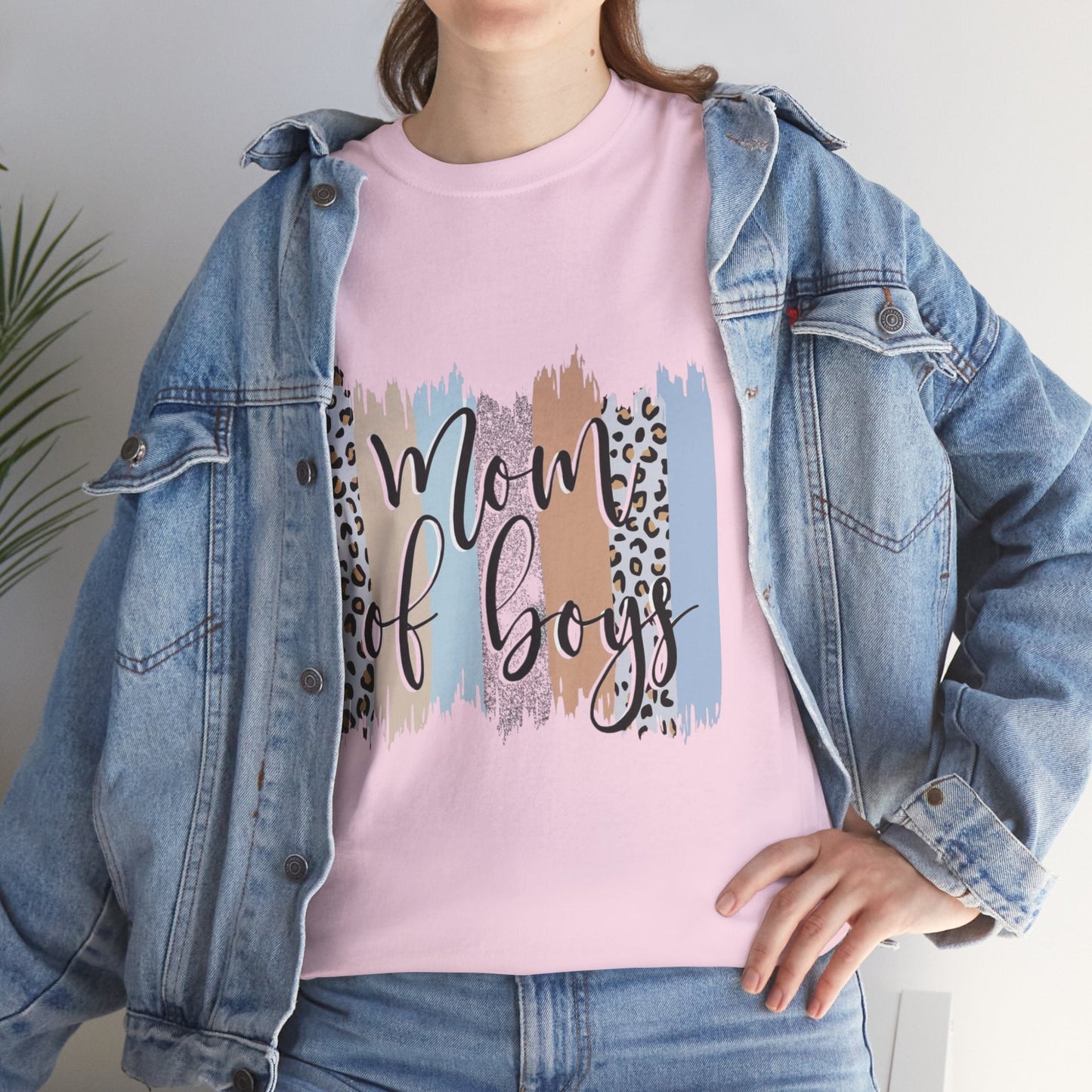 Mom of Boys T-Shirt Heavy Cotton Tee - Cute Women's Tee for Mothers