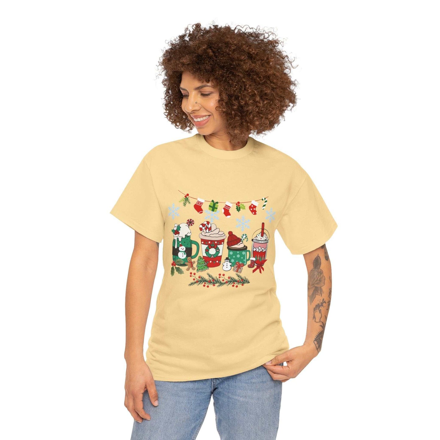 Christmas Coffee Shirt for women, featuring festive design, perfect holiday gift for coffee lovers.