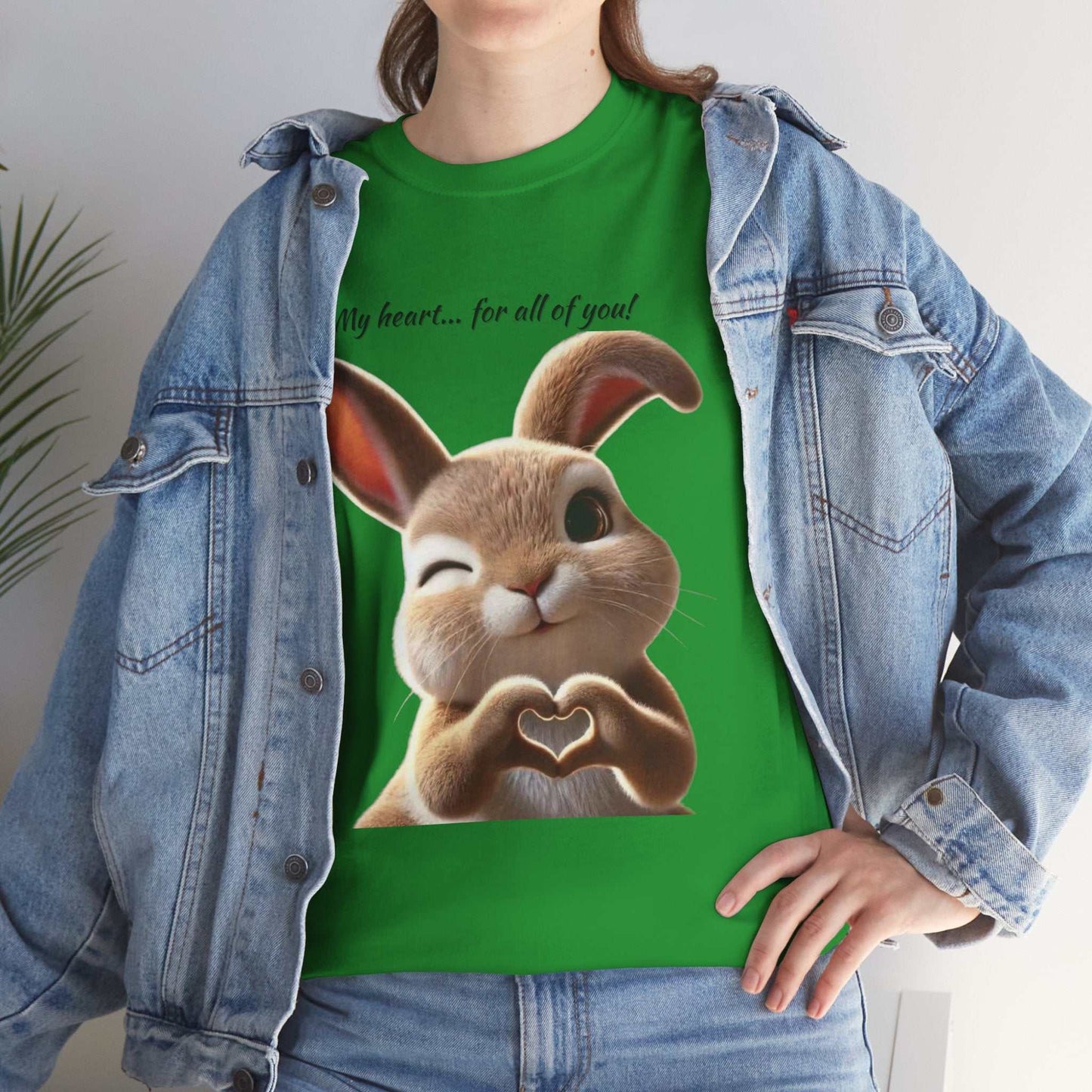 My Heart Bunny Unisex Heavy Cotton Tee, Cute Animal Shirt, Gift for Animal Lovers