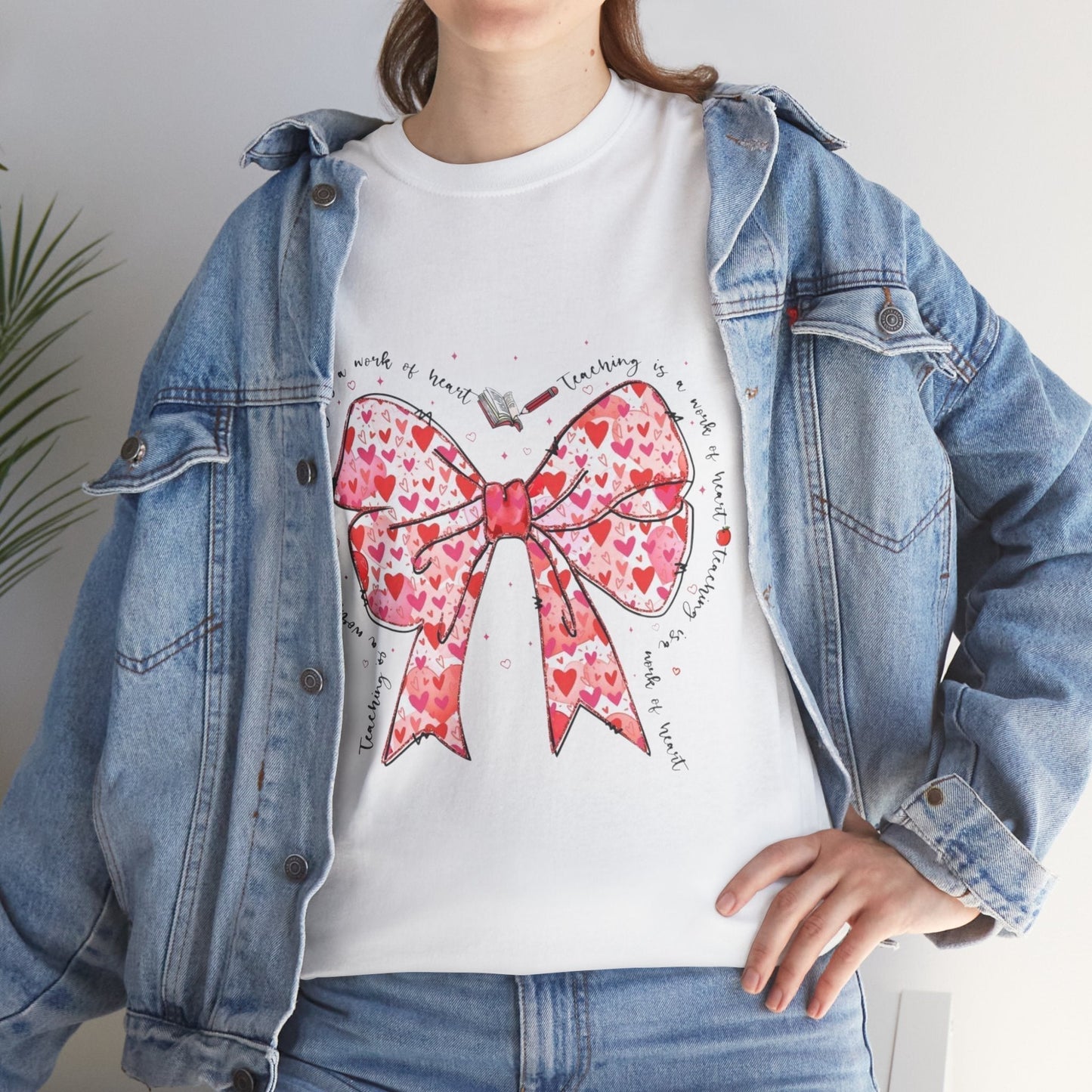 Teaching Is A Work Of Heart T-Shirt, Coquette Teacher Valentine Gift
