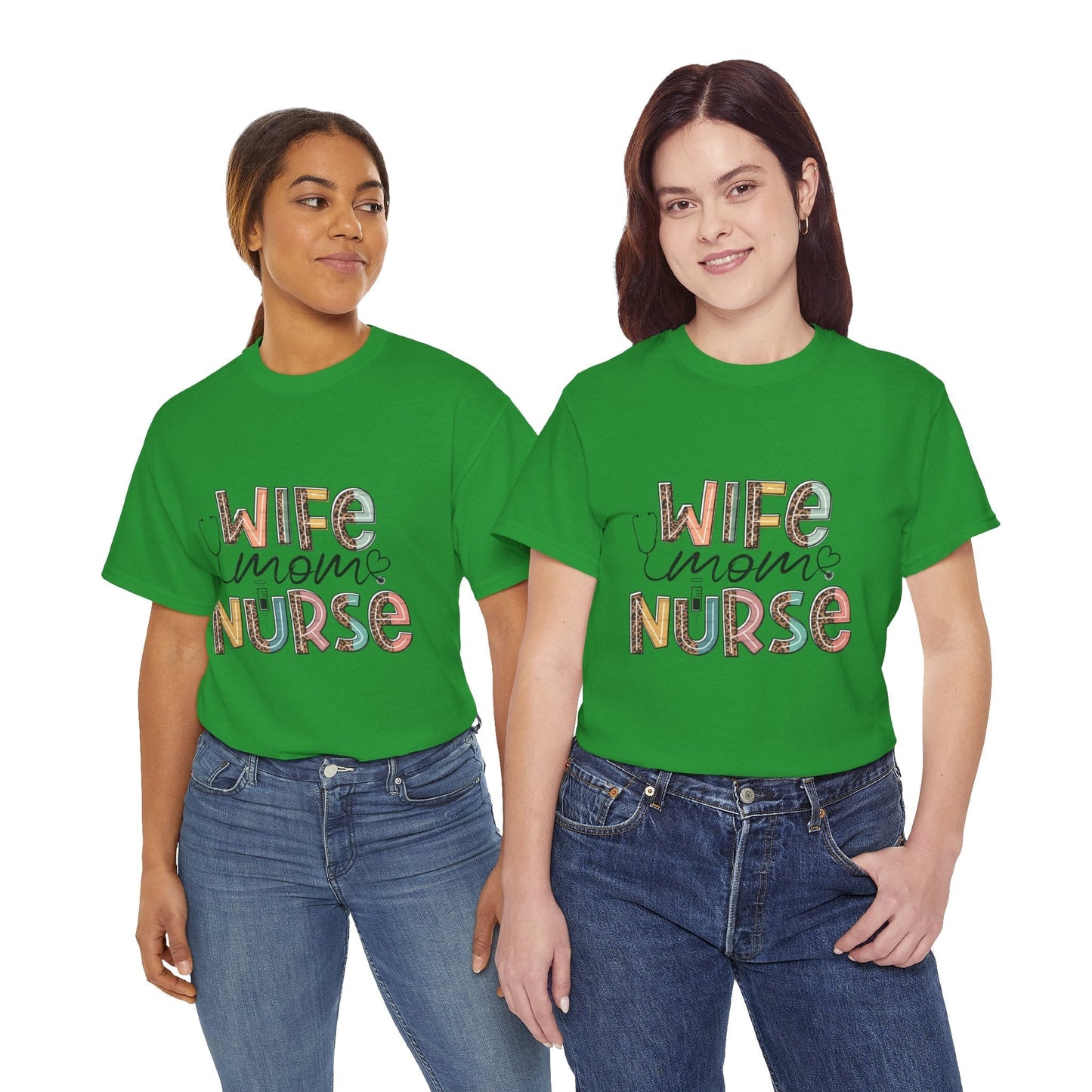 Wife Mom Nurse Unisex Tee Heavy Cotton - Perfect for Nurses and Moms