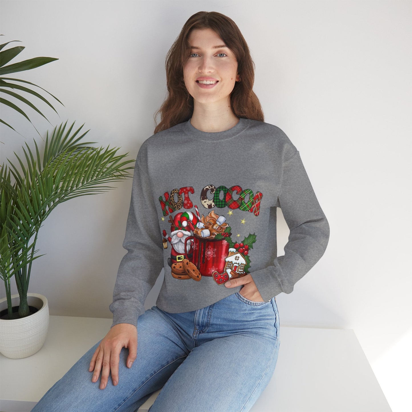 Hot Cocoa Christmas Movies Sweatshirt, Gnome Christmas Gift