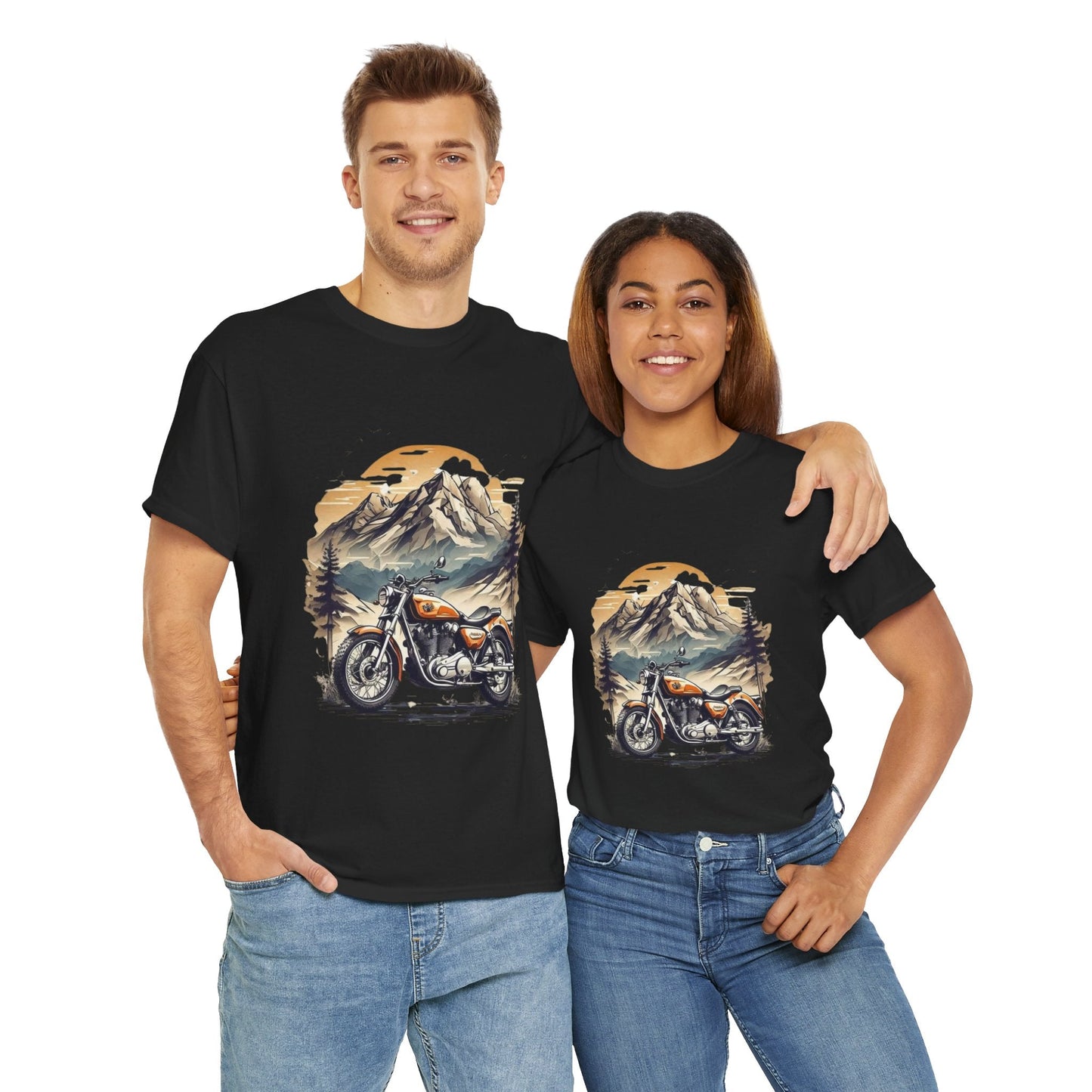 Adventure Awaits Motorcycle Tee - Unisex Heavy Cotton T-Shirt