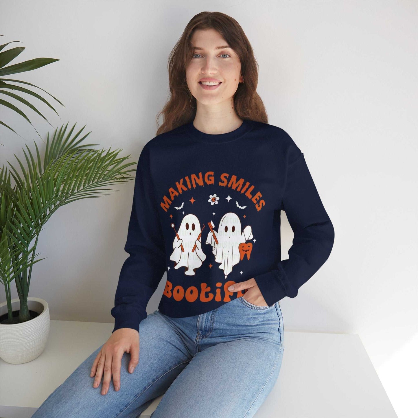 Ghostly Smiles Crewneck Sweatshirt, Cute Halloween Sweatshirt, Gift for Spooky Season