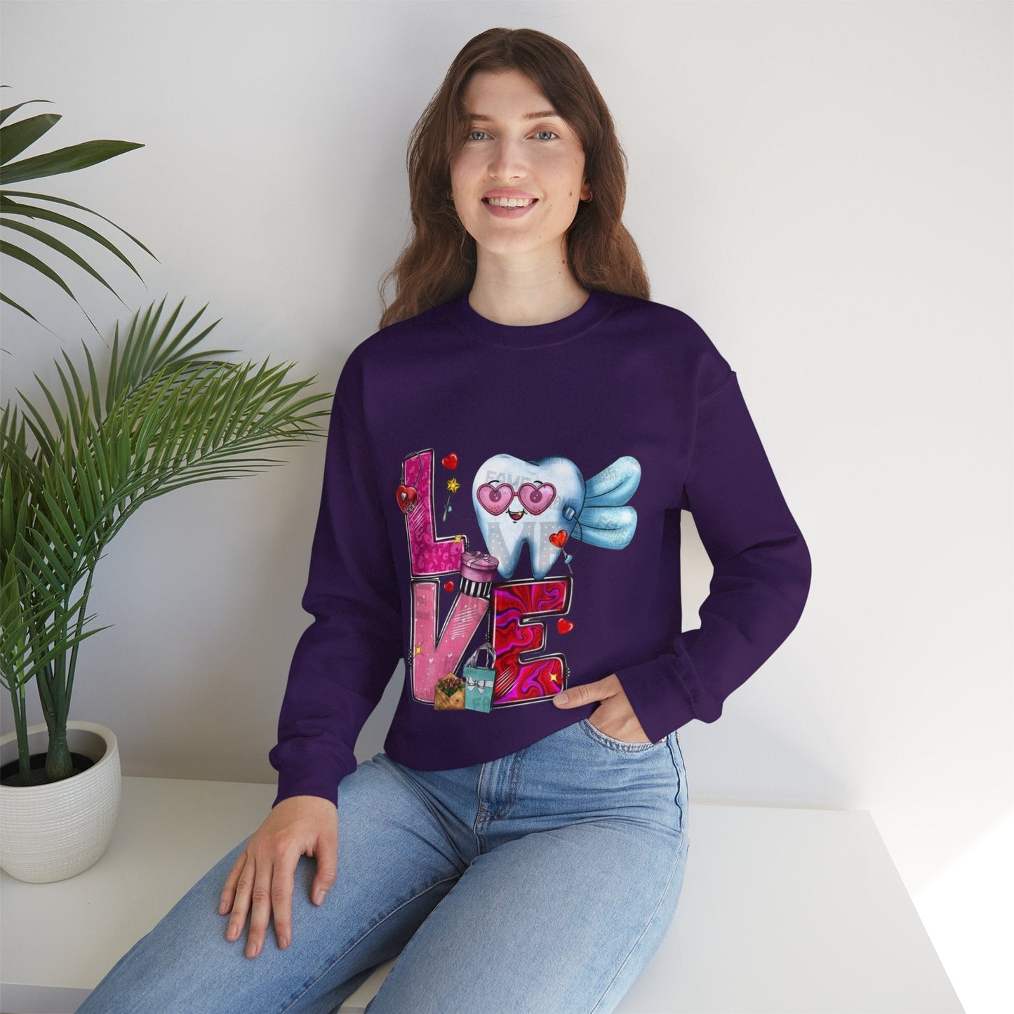 Love Dental Valentine Sweatshirt, Dental Hygienist Gift