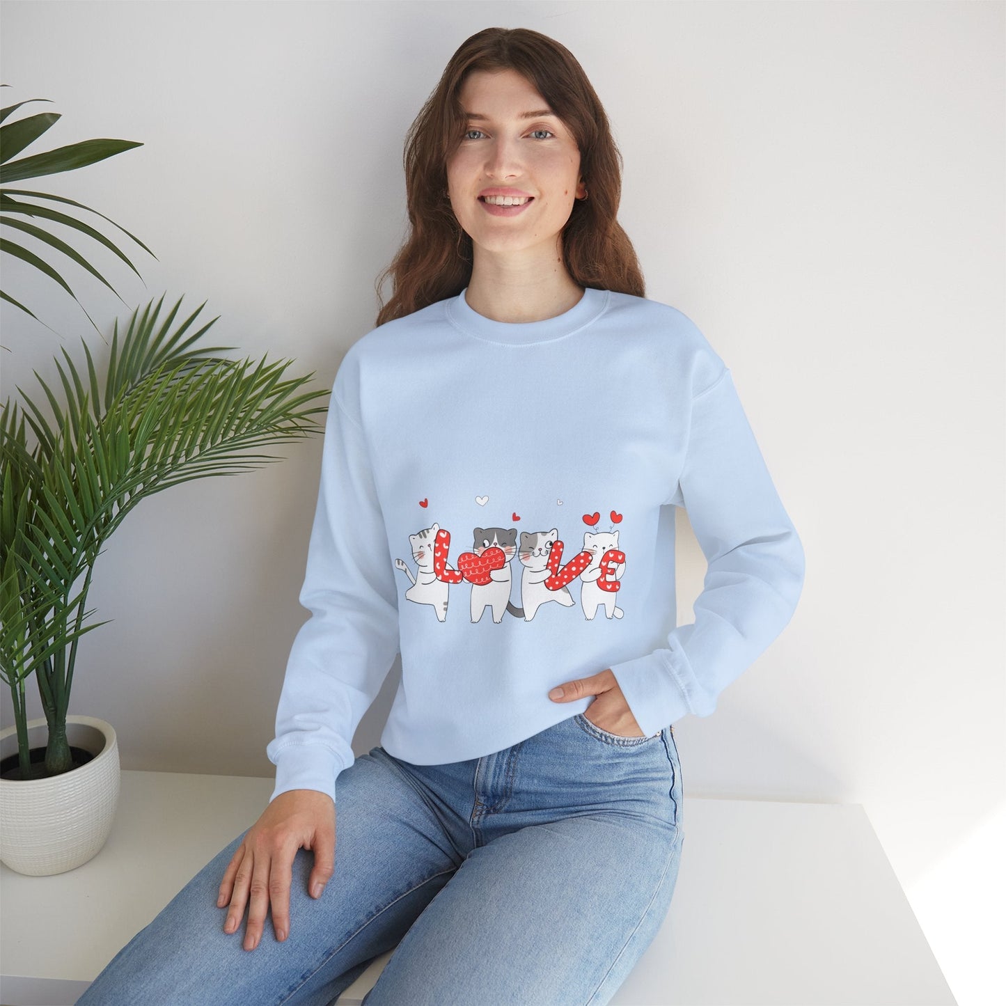 Cats Lover Valentine Sweatshirt, Valentine's Day Gift