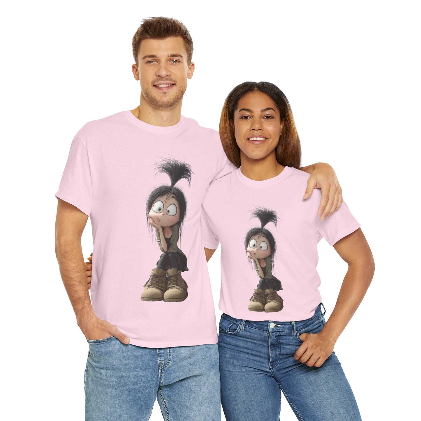 Whimsical Cartoon Character Tee, Fun Unisex Cotton Shirt Graphic Tee, Gift for Kids