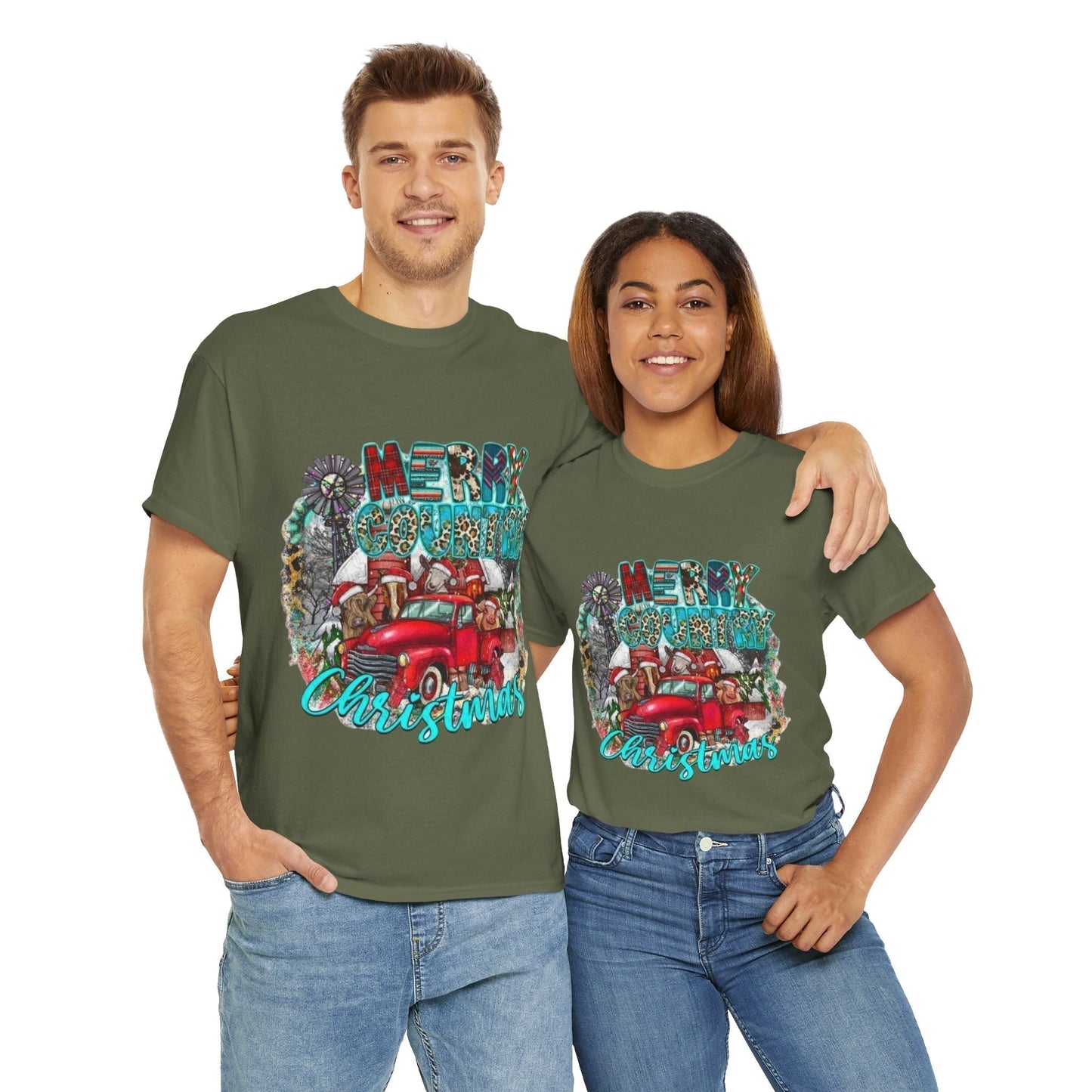 Merry Country Christmas T-Shirt, Retro Christmas Gift