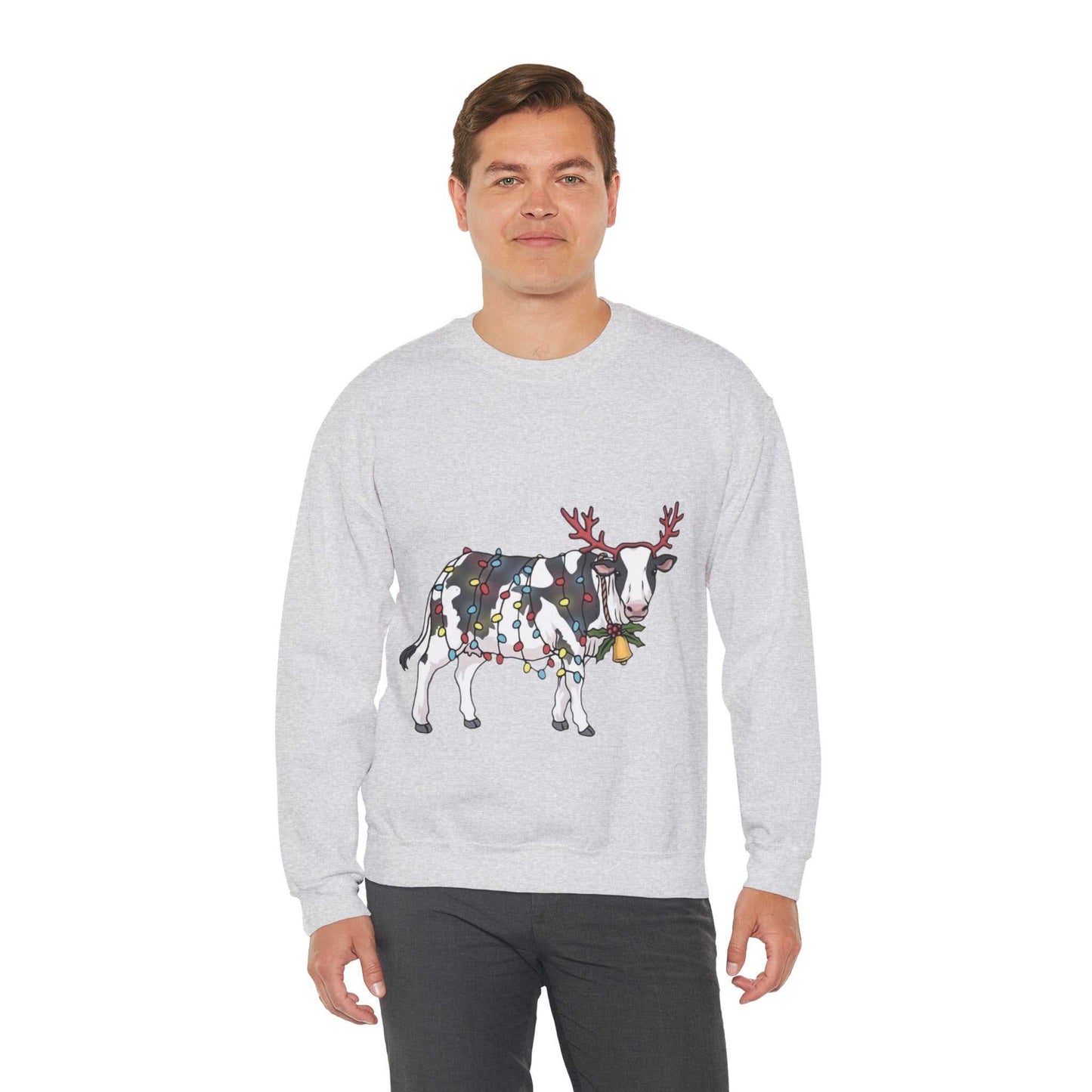 Cute Cow Christmas Lights Sweatshirt, Cow Animal Lover Gift