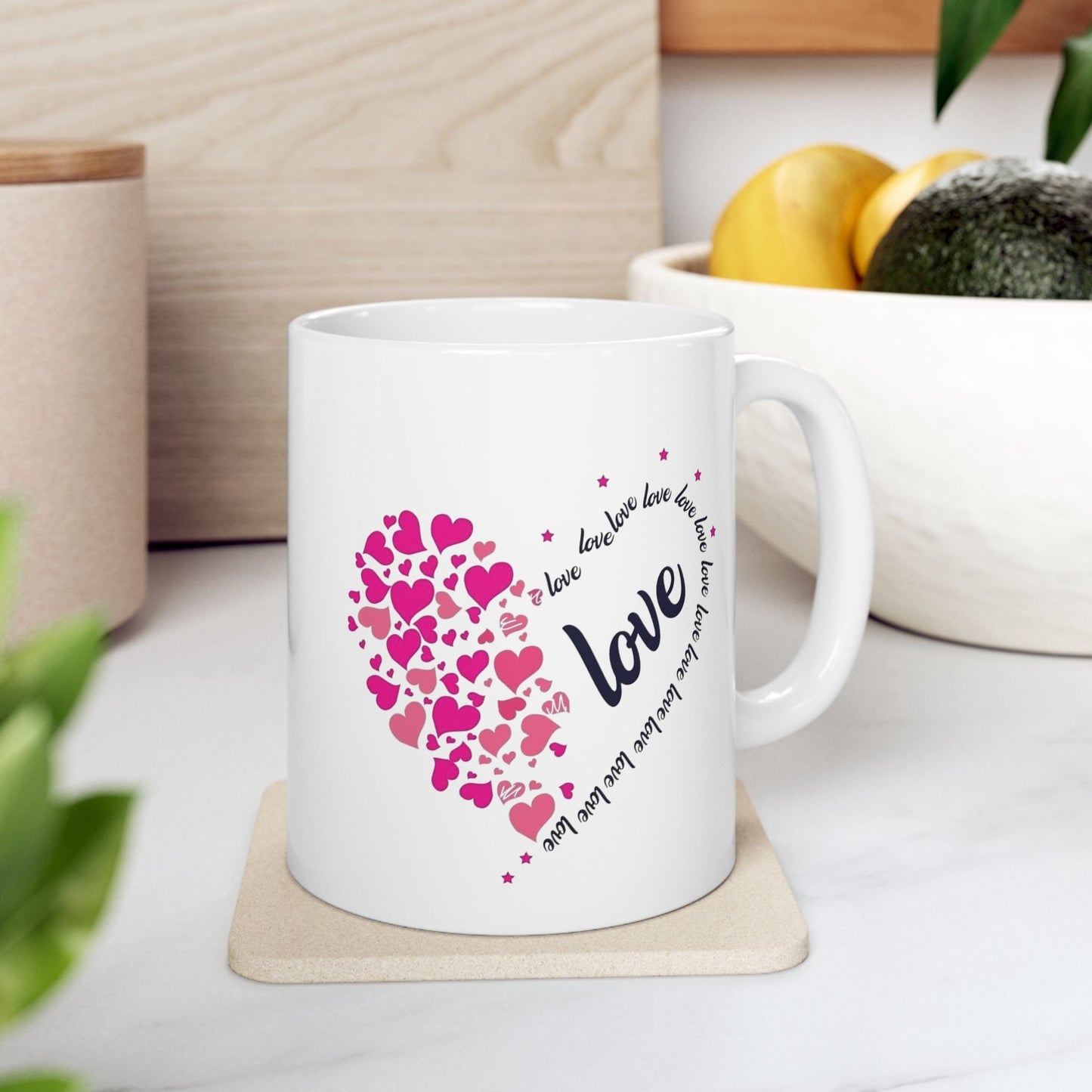 Valentines Day Hearts Love Mugs, Red Heart Love Gift