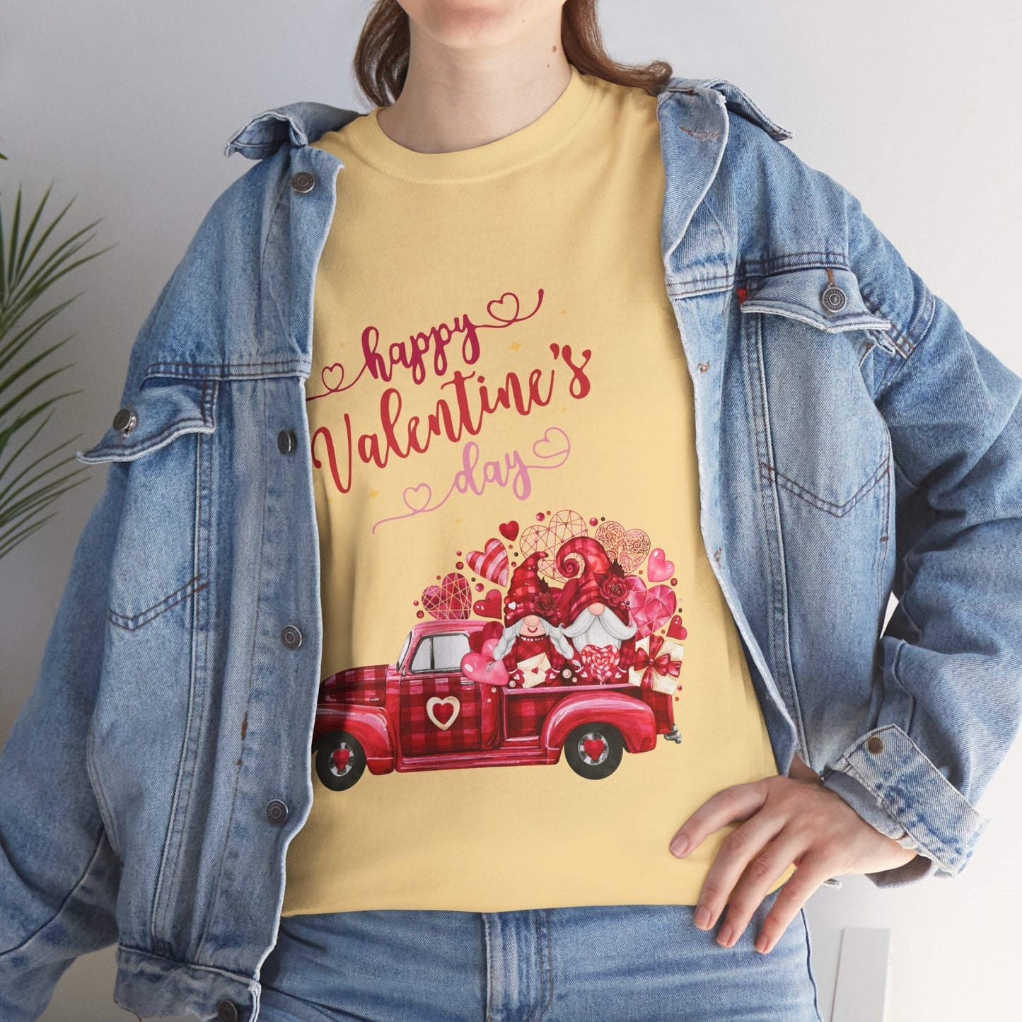 Valentine's Day Truck Hearts T-Shirt with vintage car and heart design, perfect for festive Valentine's Day celebration.