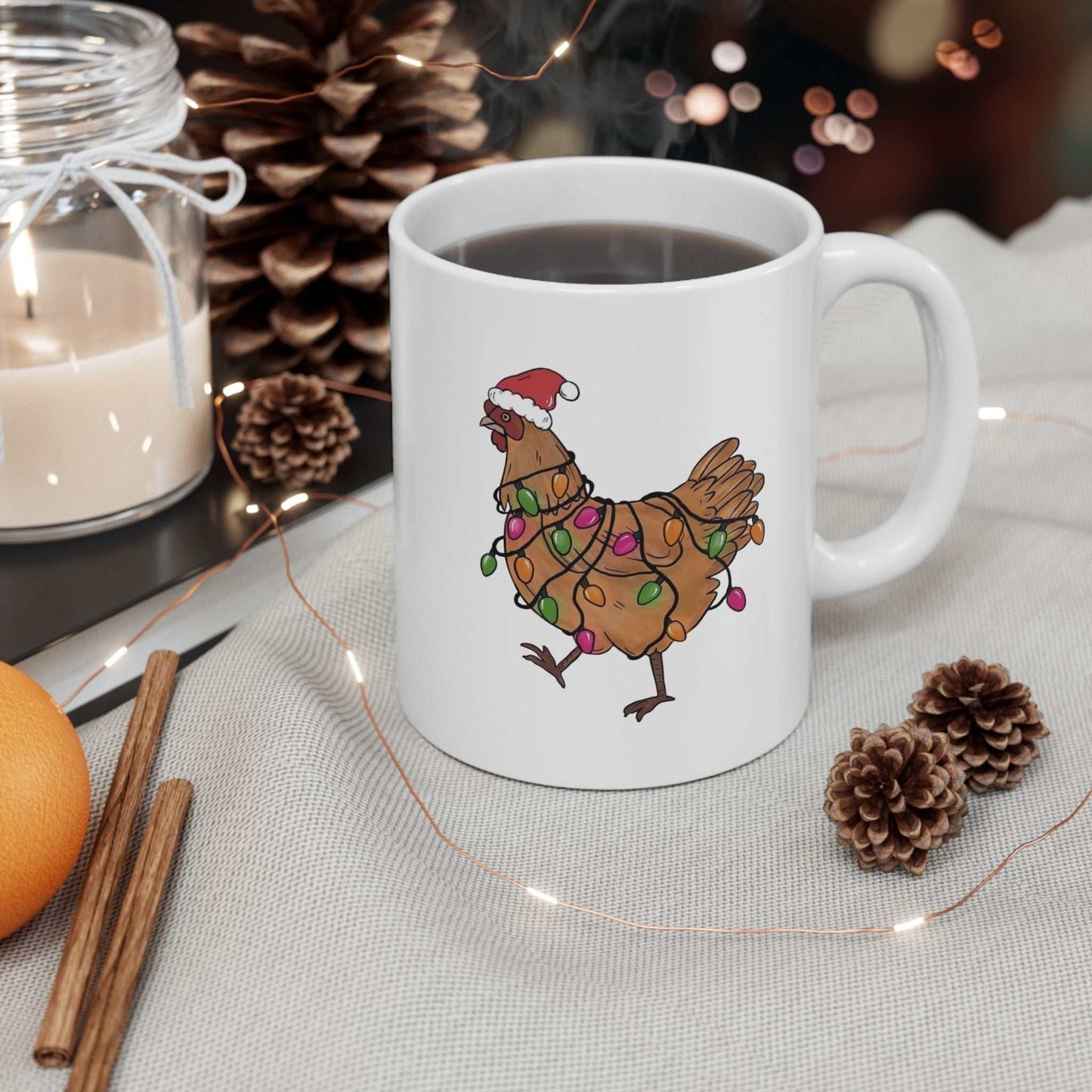 Funny Christmas Chicken Mugs, Christmas Gift for Farmer