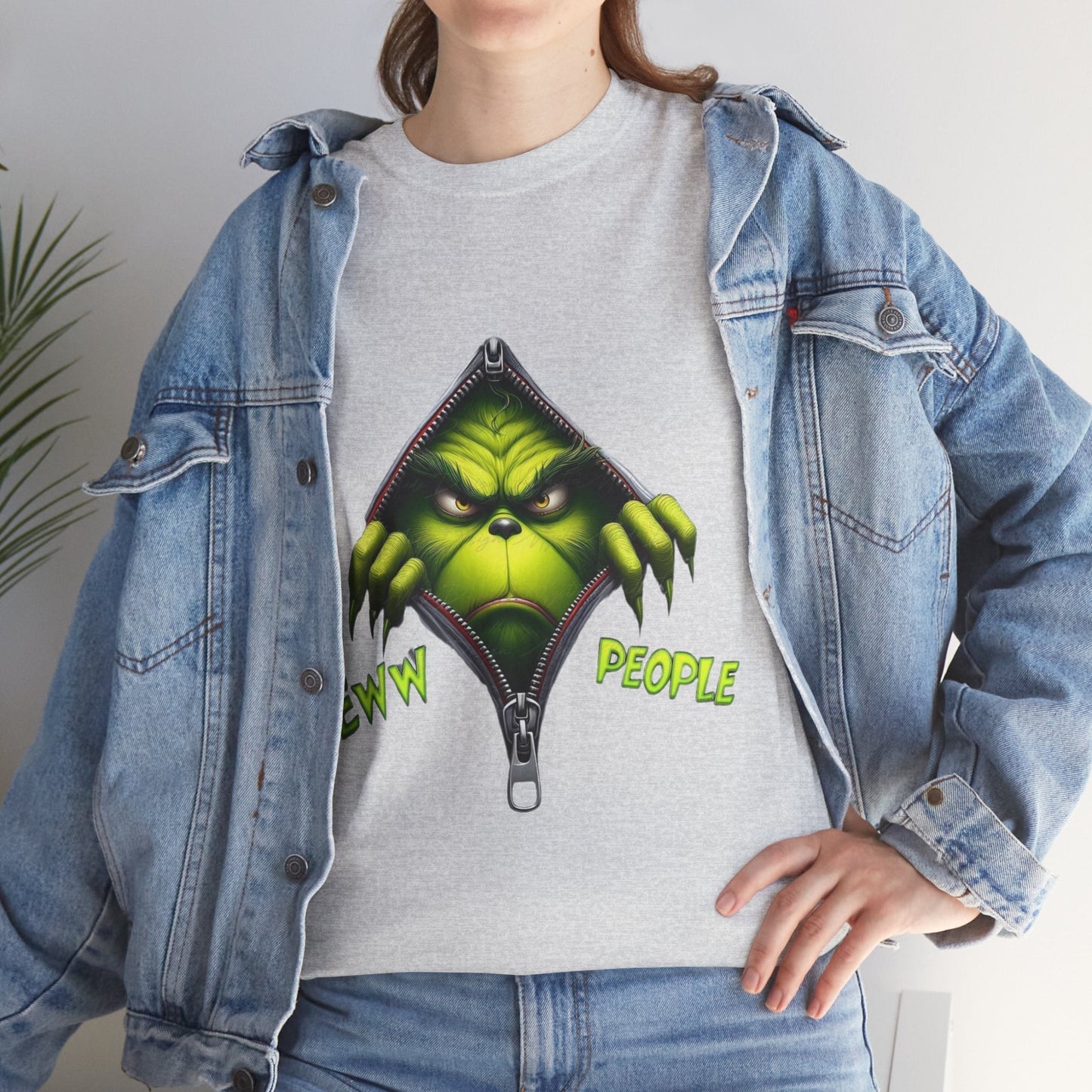 Grinch Ew People Shirt, funny Christmas tee with Grinch design, unisex cotton, perfect for holiday humor.