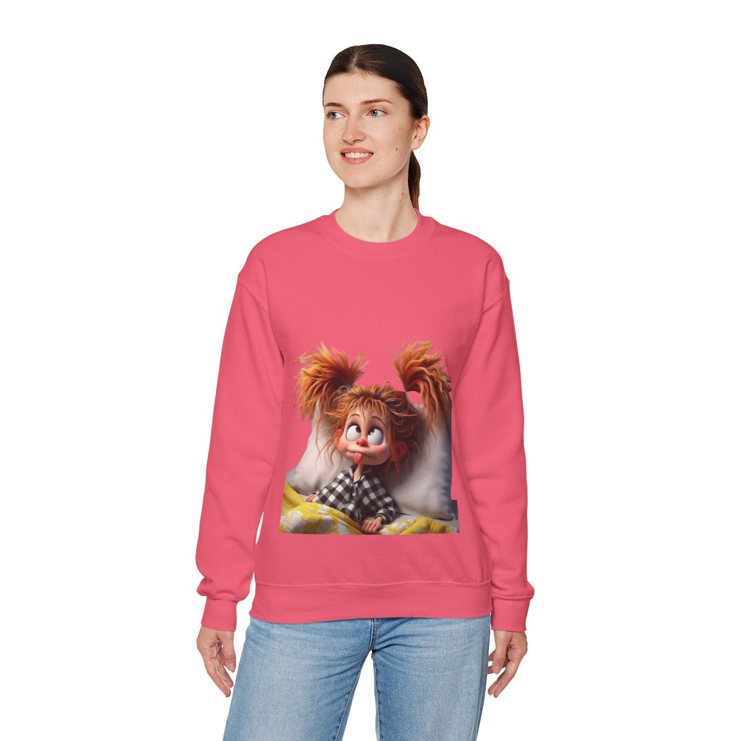 Cozy Cartoon Crewneck Sweatshirt - Fun Design for Relaxing Days
