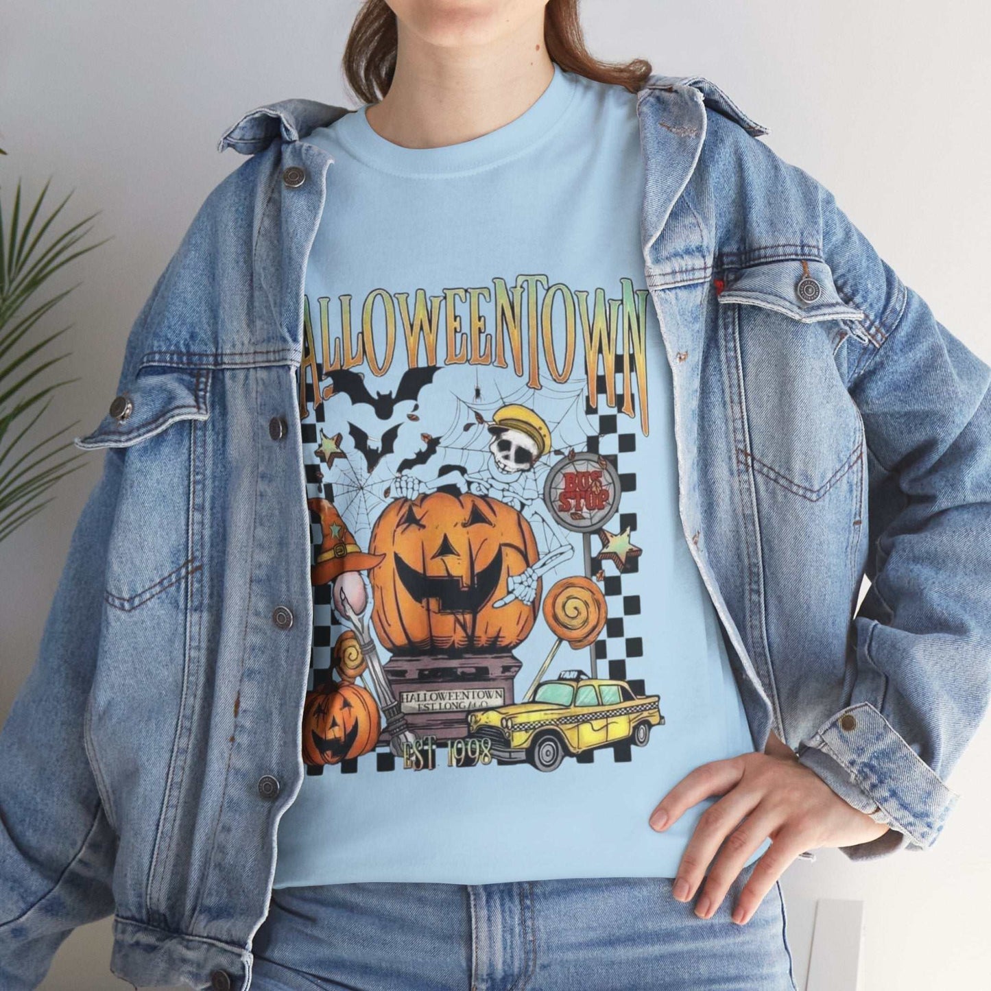 Retro Halloweentown Shirt with pumpkin and ghost design, perfect for the spooky season.