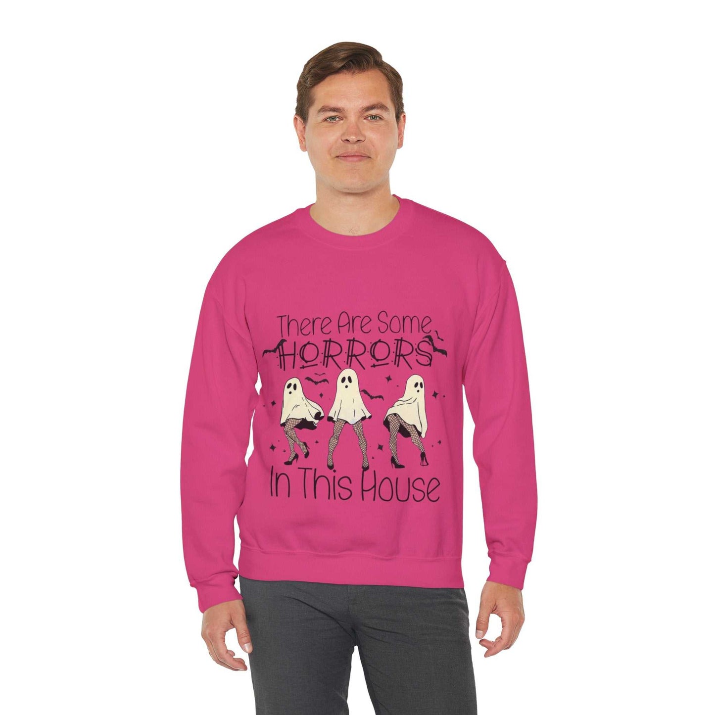 Unisex Funny Halloween Sweatshirt with ghost-themed design.