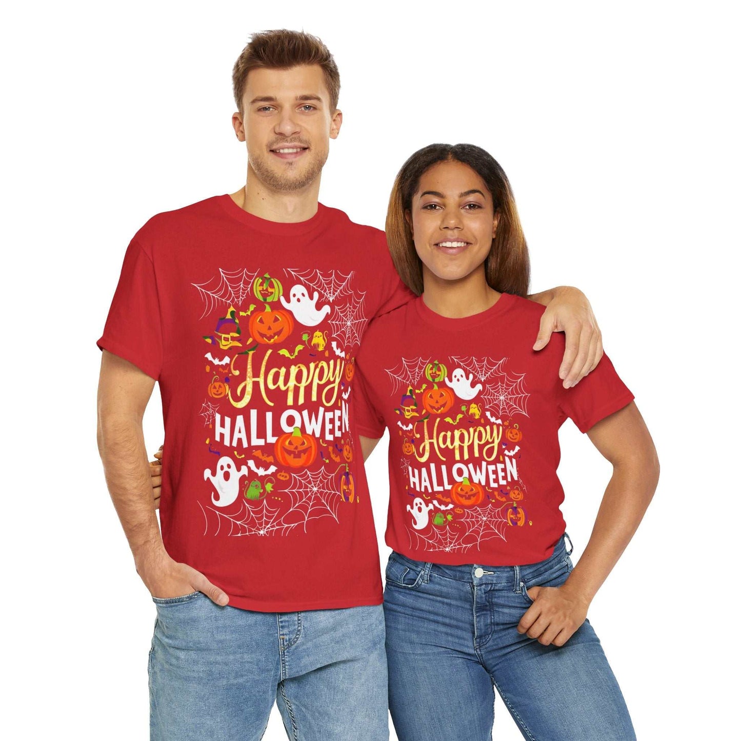 Happy Halloween Unisex Heavy Cotton Tee, Spooky T-Shirt, Fun Costume Gift